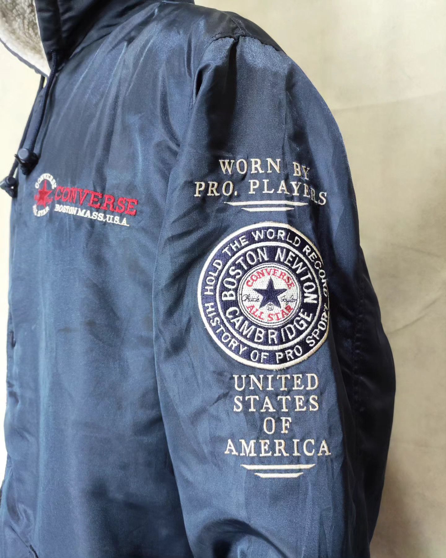 image of Converse All Star Pro Players Sherpa Lined Hooded Jacket in Dark Blue, Men's (Size XL)