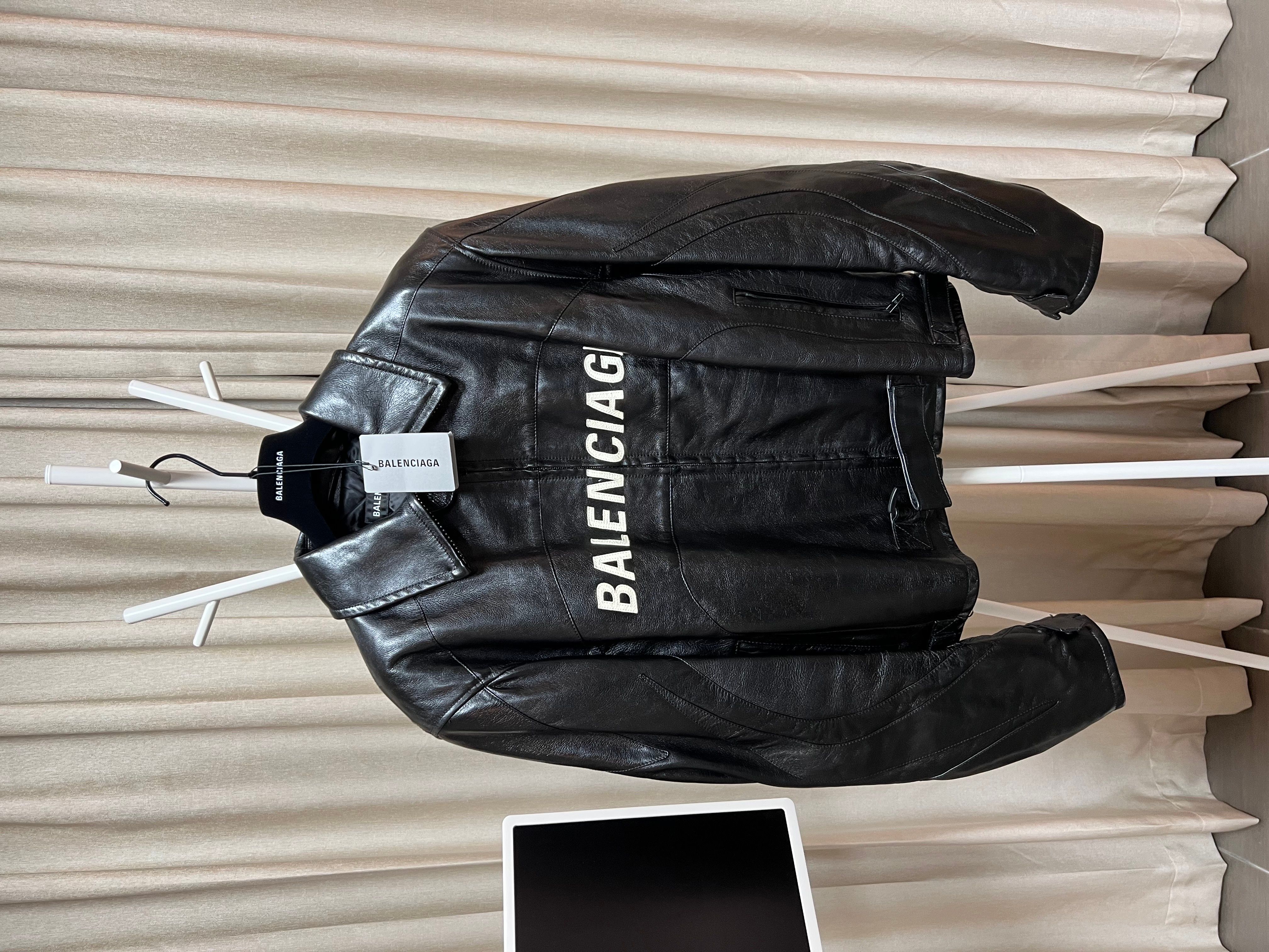 Balenciaga [50] Balenciaga 19FW Buffalo logo leather biker jacket | Grailed