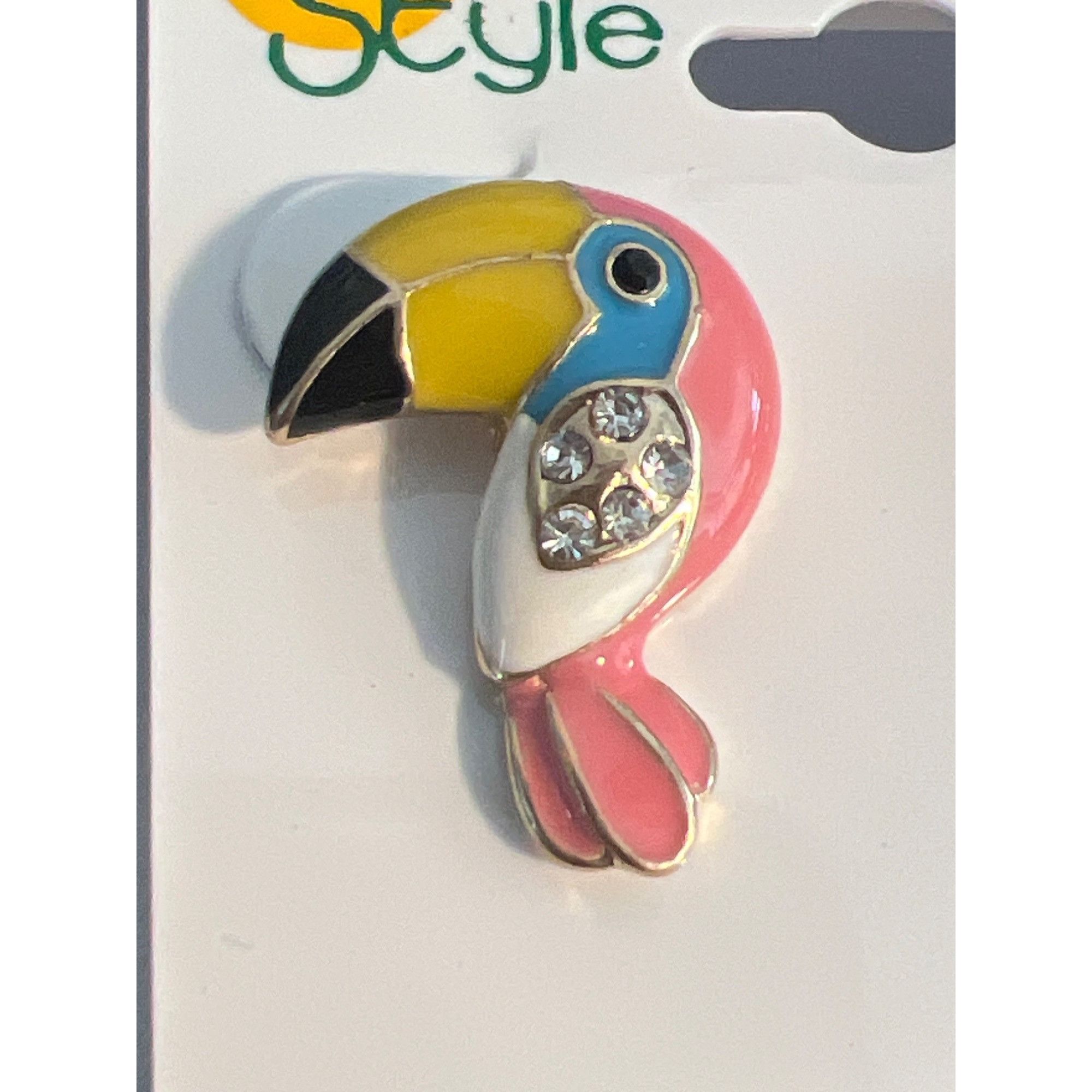 Other Southern Style Toucan Flamingo Earrings Gold Tone Enamel Rhi Size ONE SIZE - 2 Thumbnail