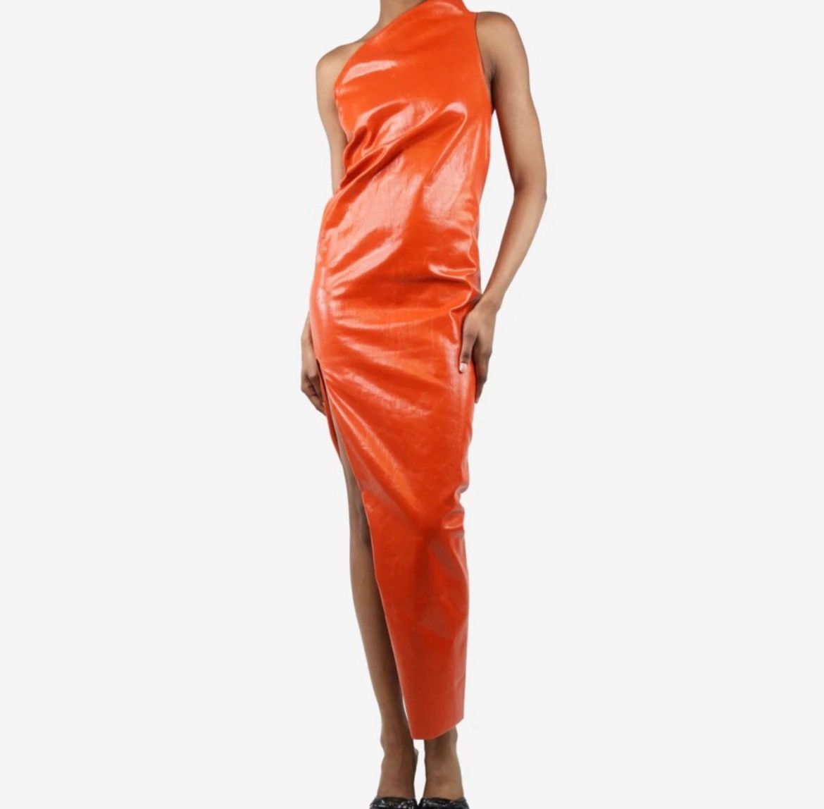 Rick Owens Rick Owens One-Shoulder Coated Mini Dress Size M / US 6-8 / IT 42-44 - 4 Thumbnail