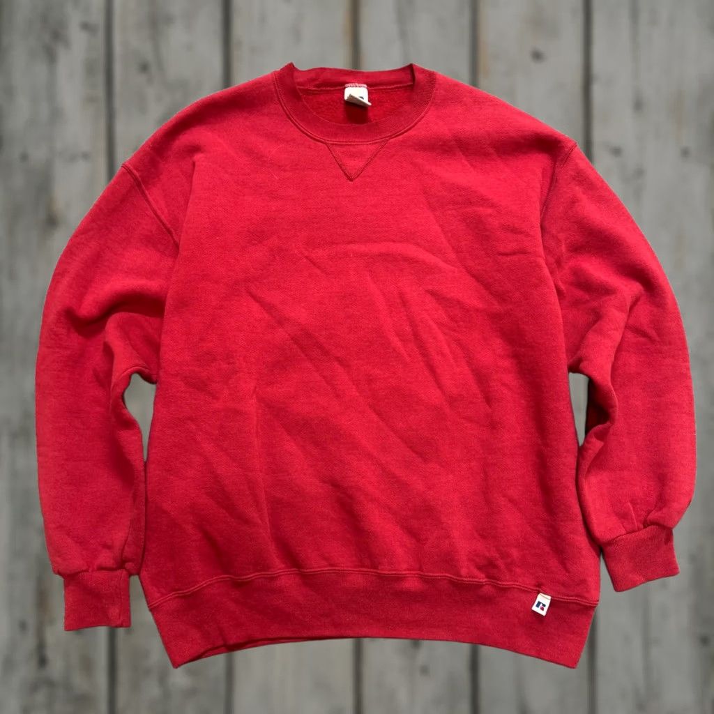 Vintage VTG Russell Sweatshirt Crewneck XL Red Men’s Made In USA Pullover 90s Distressed Size US XL / EU 56 / 4 - 1 Thumbnail
