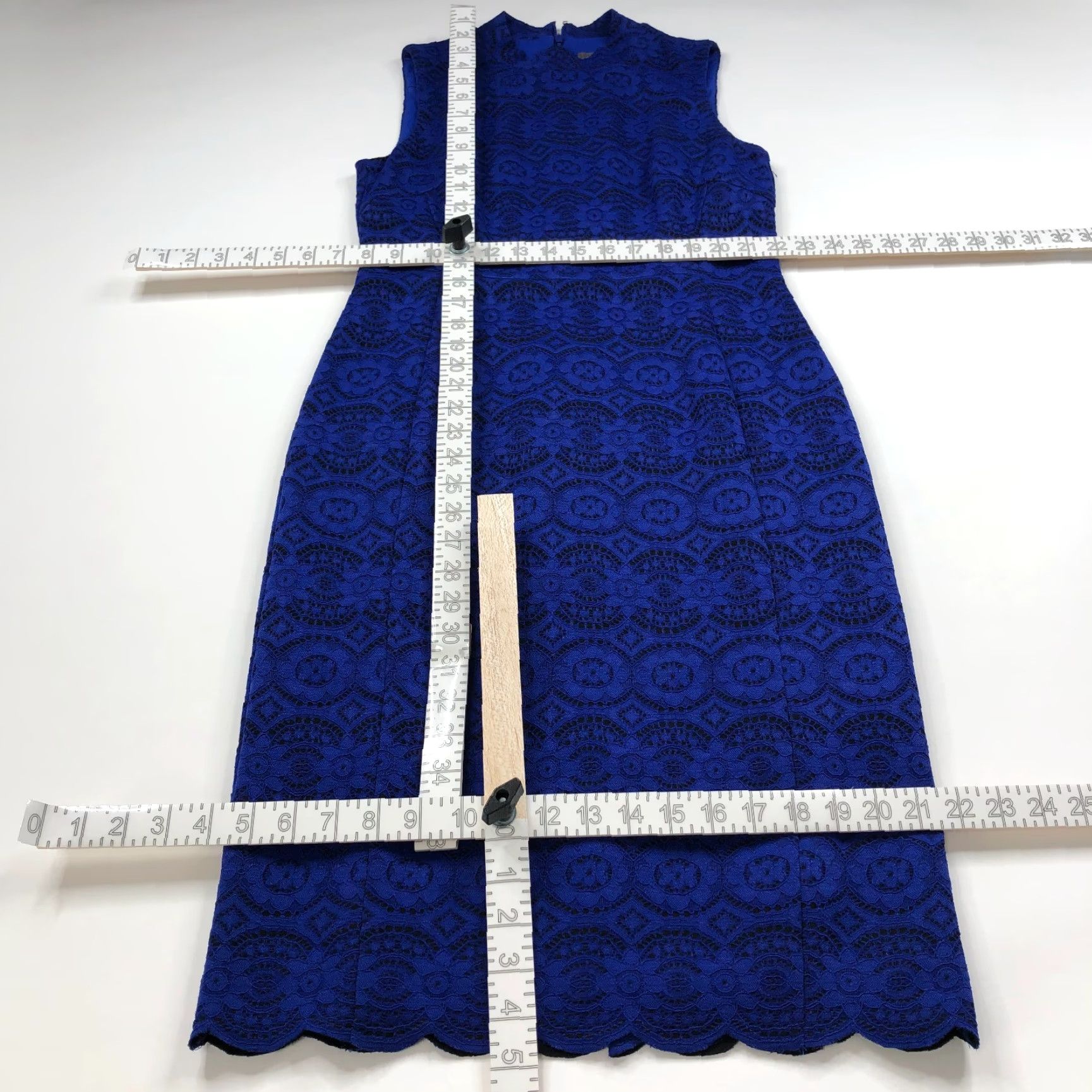 Vince Camuto Vince Camuto Dress Lace Lined Sheath Sleeveless Midi Blue 6 Cross-Body? Size M / US 6-8 / IT 42-44 - 6 Thumbnail