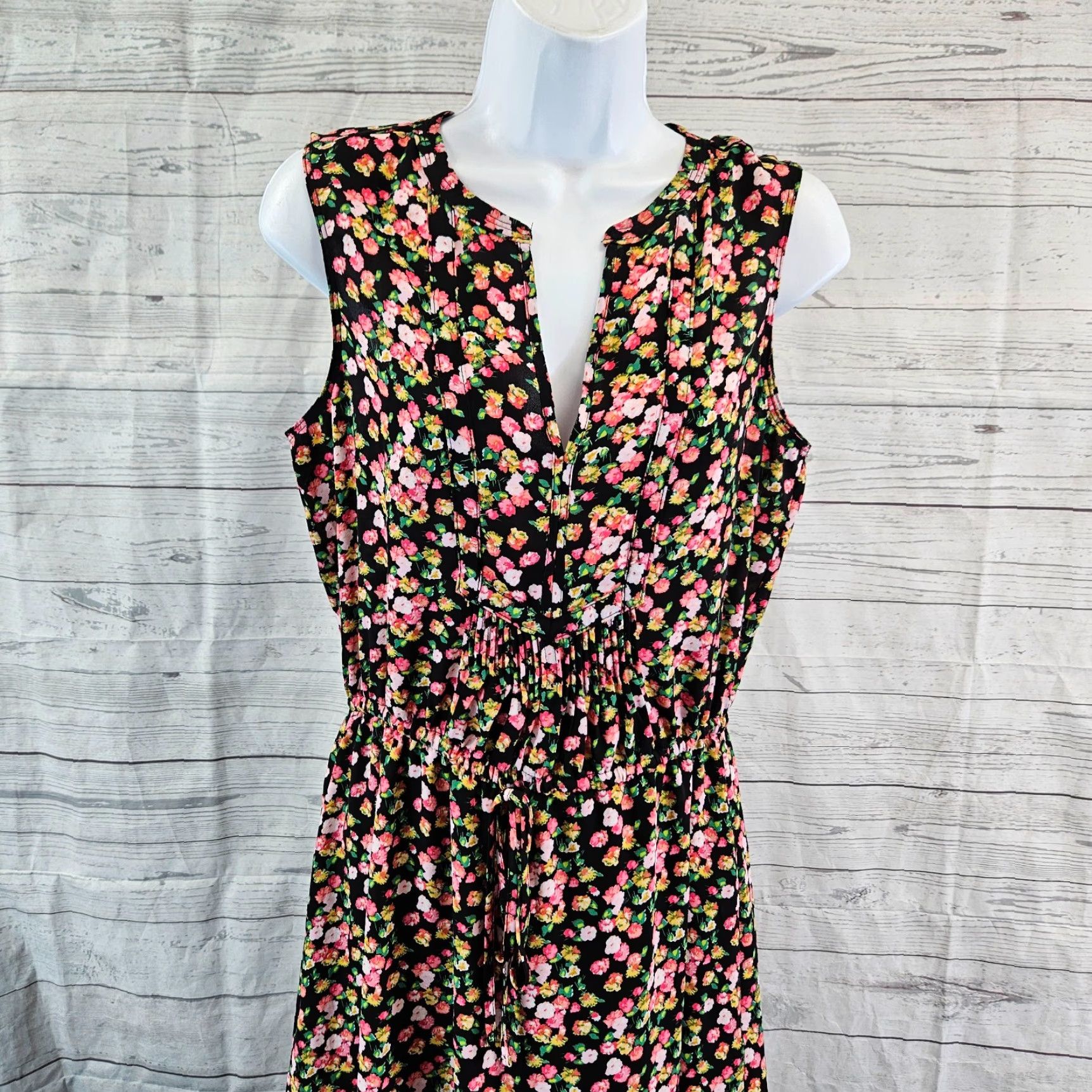 Gap Gap Dress Womens S Small Black Pink Floral Sleeveless Elastic Waist Fit & Flare Size S / US 4 / IT 40 - 2 Thumbnail