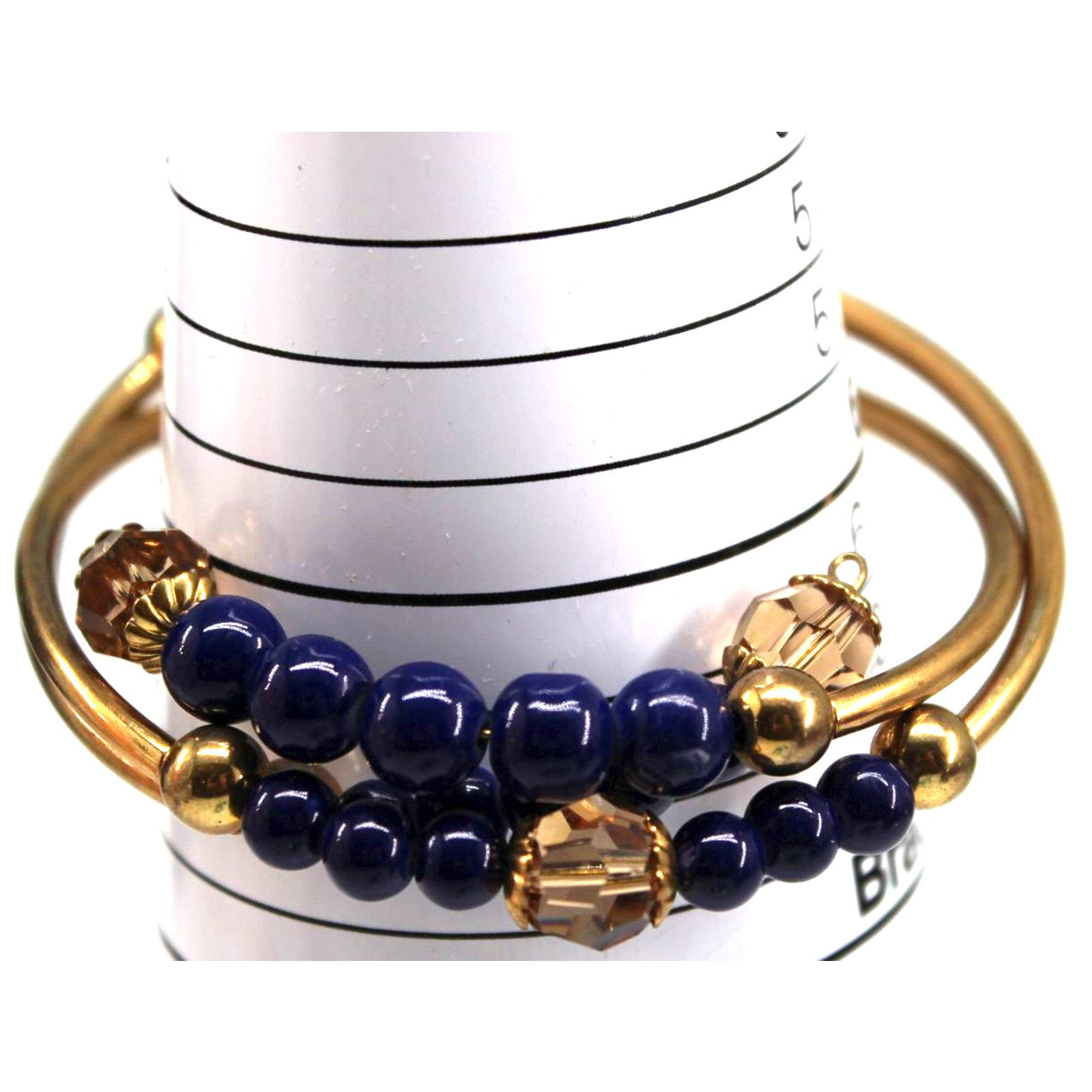 Other Vintage Blue Bead Gold Tone Metal Wrap Around Bracelet Size ONE SIZE - 3 Thumbnail