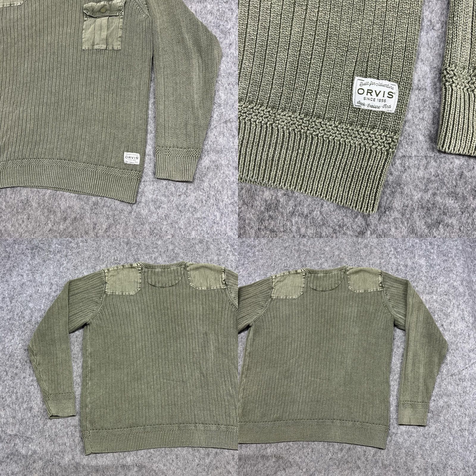 Orvis Orvis Mens Green Crewneck Cotton Linen Sweater - Pre-Owned Military Style Size US M / EU 48-50 / 2 - 9 Thumbnail