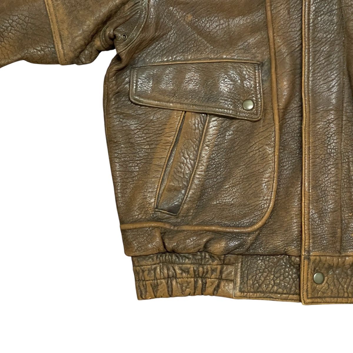 Vintage Vintage 90s Distressed Brown Sheep Leather A-2 Bomber Jacket Size US L / EU 52-54 / 3 - 4 Thumbnail