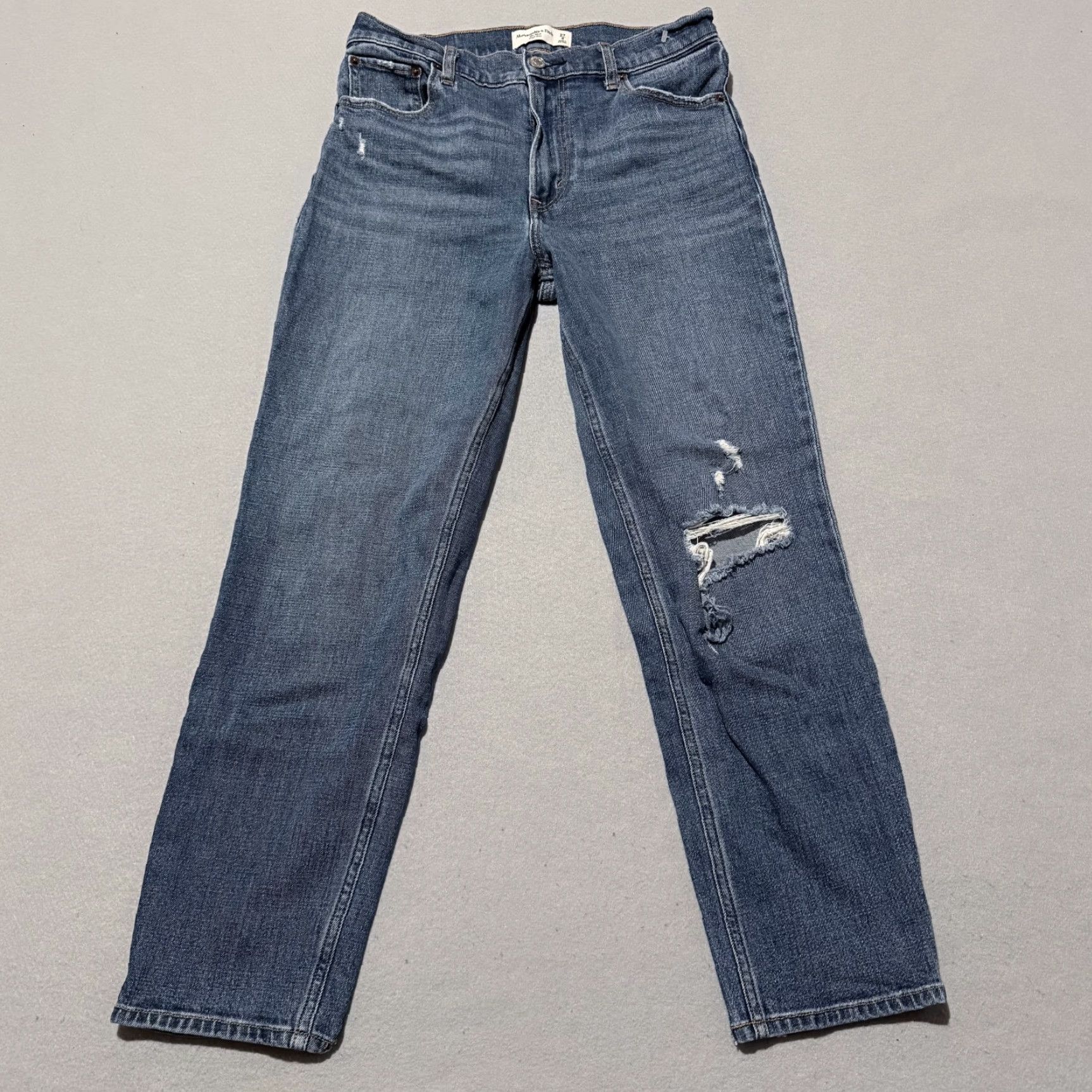 Abercrombie & Fitch Abercrombie & Fitch The Mom High Rise Jeans Women's Blue Denim Distressed - 4 Size 27" / US 4 / IT 40 - 2 Thumbnail