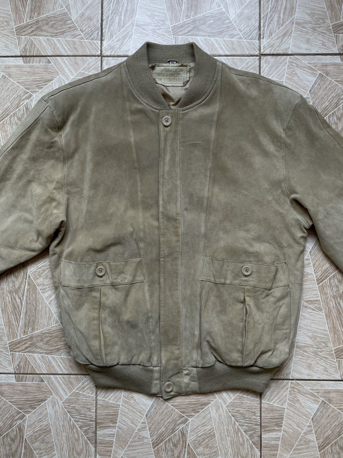 Designer × Leather × Vintage Real Leather Echtes Leder Cuir Veritable Suede Bomber Jacket Size US L / EU 52-54 / 3 - 2 Thumbnail