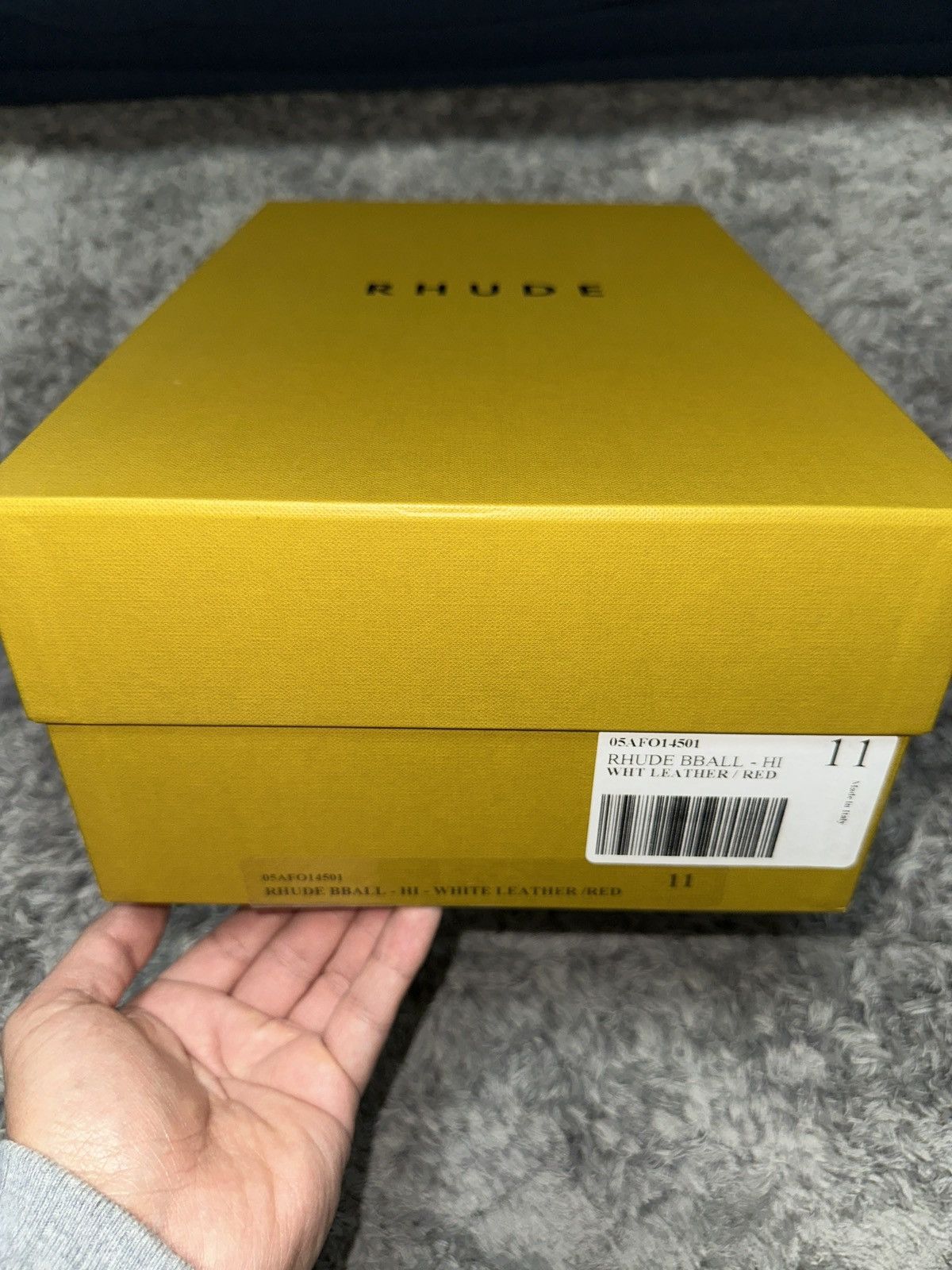 Rhude Rhude White/Red leather BBall Hi Top Sneaker Size US 11 / EU 44 - 8 Thumbnail