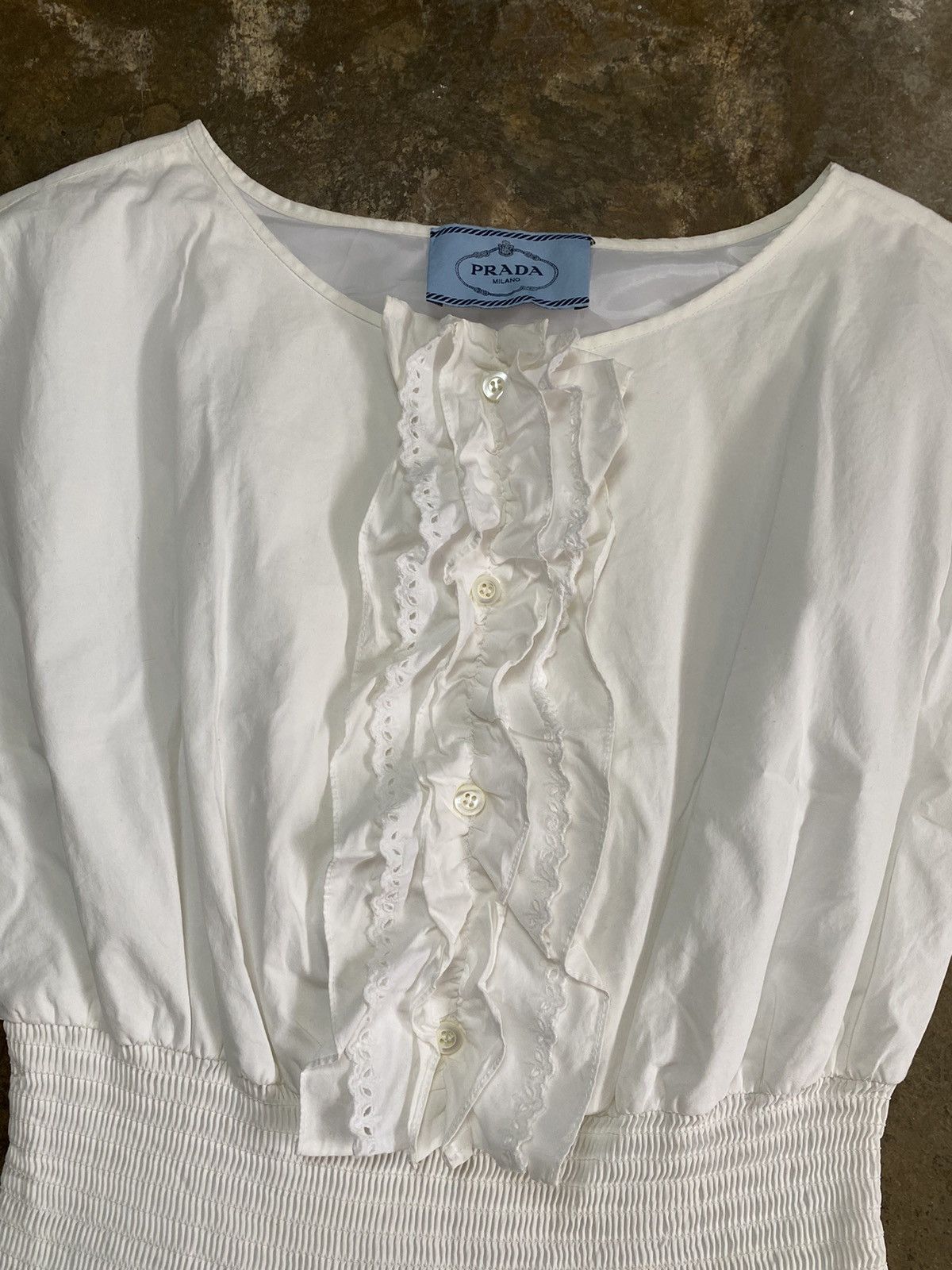 Prada PRADA White Ruffle Front Dress Size XS / US 0-2 / IT 36-38 - 4 Thumbnail