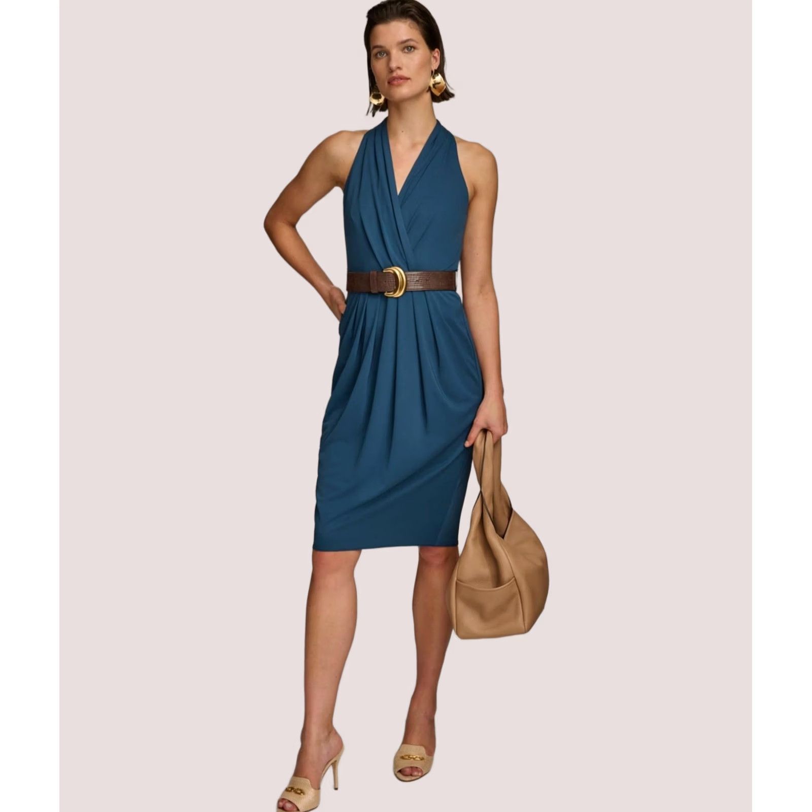Donna Karan DONNA KARAN NEW YORK Womens Sheath Midi Dress navy 12 Size XL / US 12-14 / IT 48-50 - 1 Thumbnail