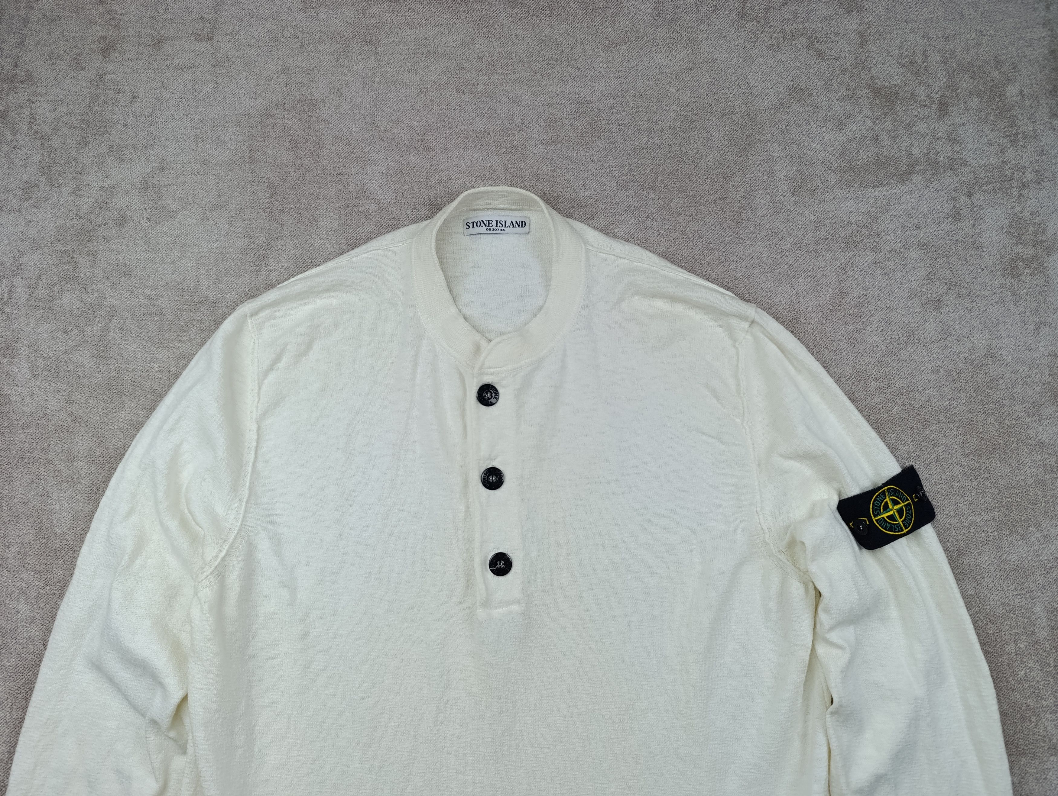 Stone Island Vintage Stone Island Archive Henley Sweater Knit Ivory XXL Size US XXL / EU 58 / 5 - 2 Thumbnail