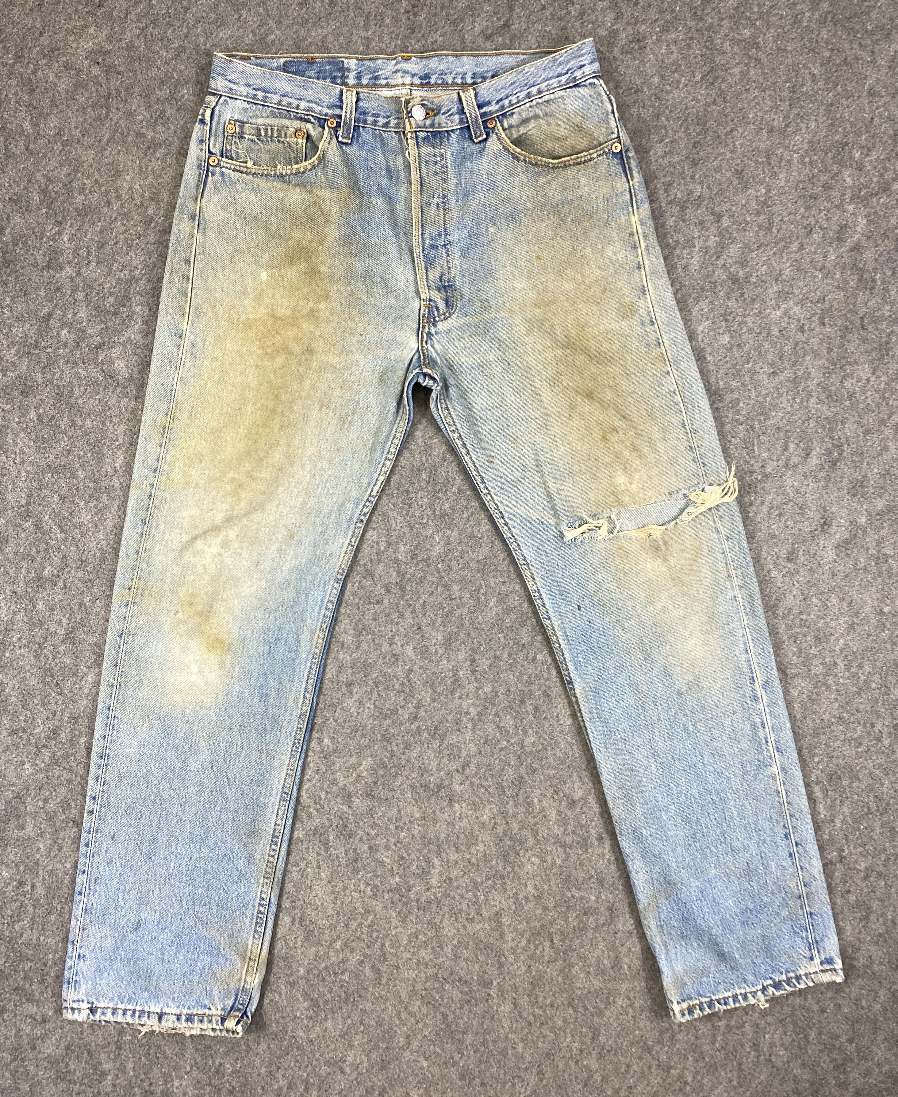 Dirty Light Blue Vintage Levis 501 USA Jeans 33x29 - JN3176
