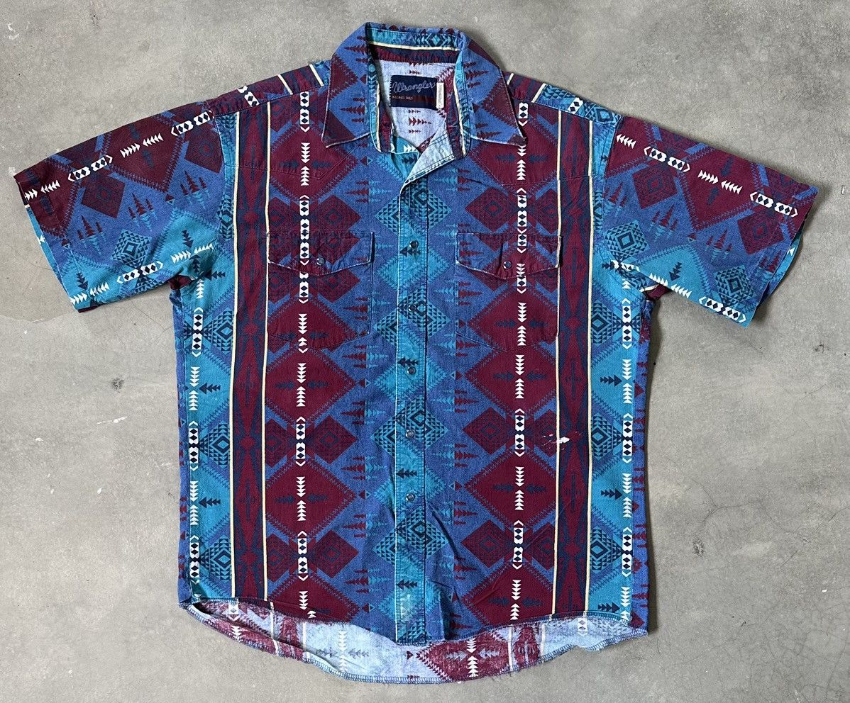 Wrangler VINTAGS WRANGLER X LONG TAILS NAVAJO WESTERN SHIRT Size US L / EU 52-54 / 3 - 1 Thumbnail