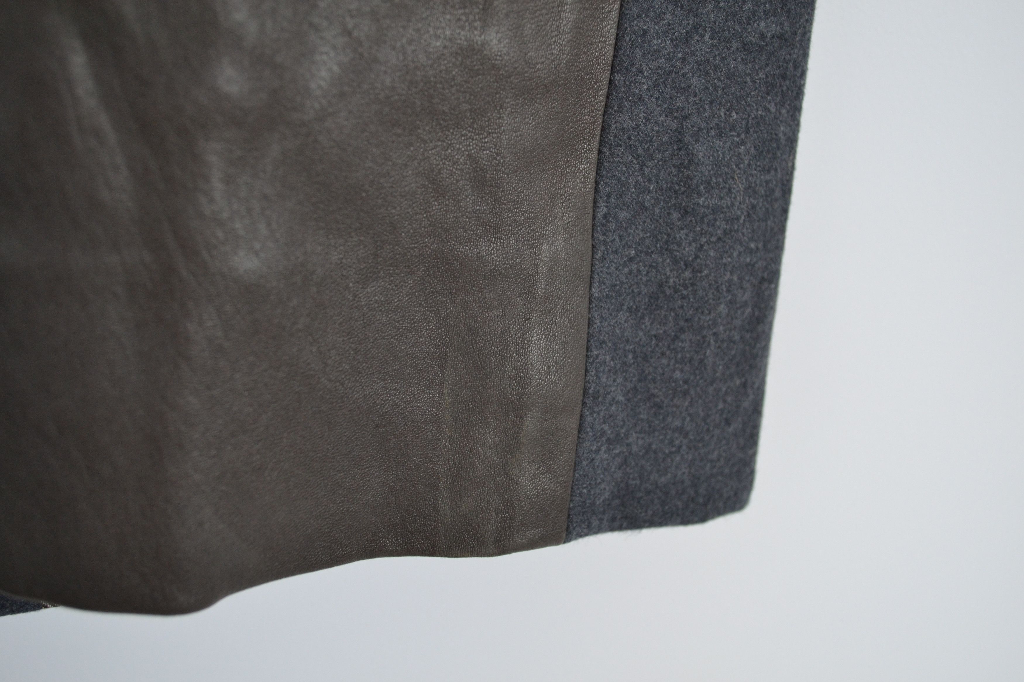 Brunello Cucinelli BRUNELLO CUCINELLI Skirt Wool Leather Midi Brown Grey Size 28" / US 6 / IT 42 - 9 Thumbnail