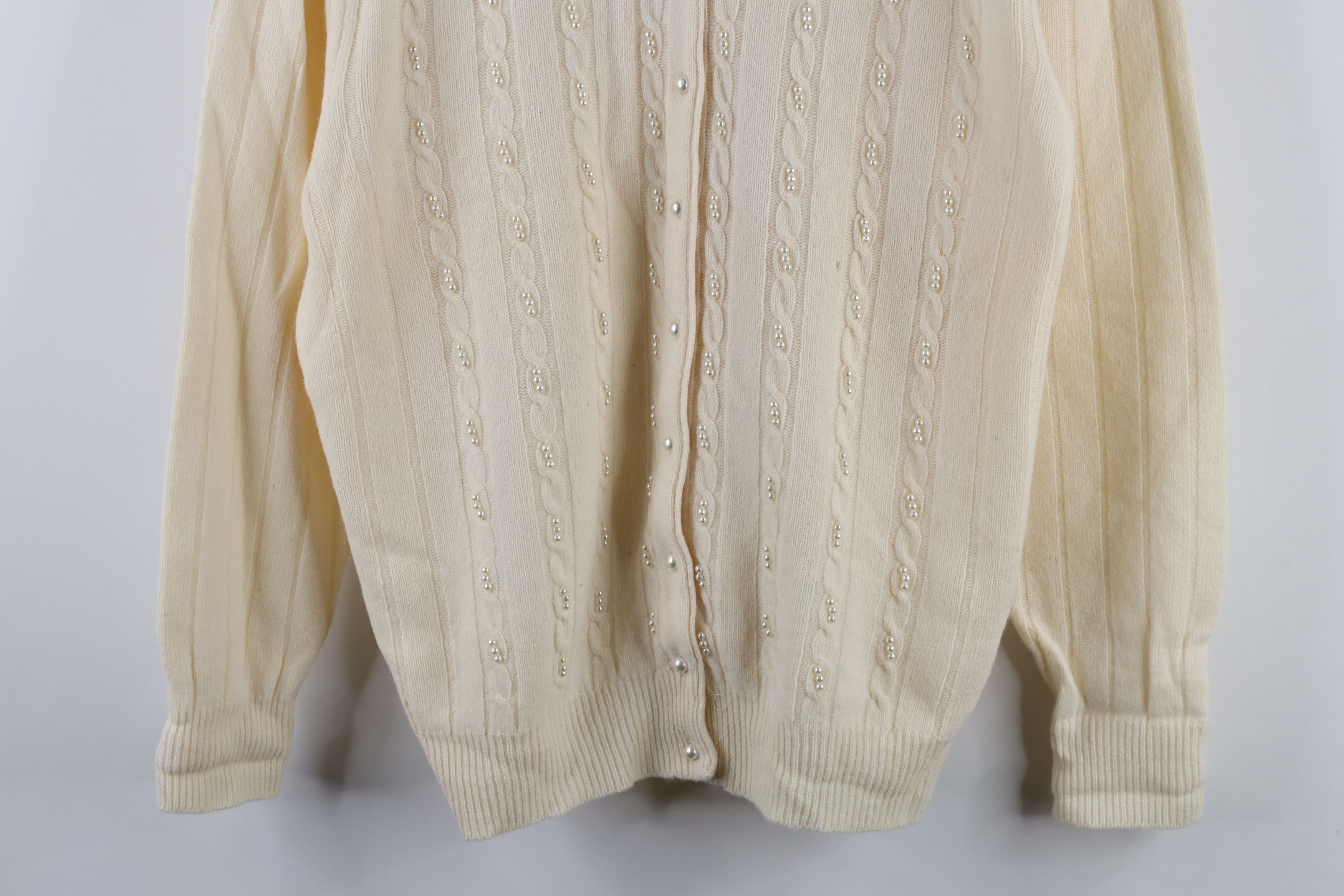 Vintage Vintage 90s Streetwear Angora Beaded Cardigan Sweater Size L / US 10 / IT 46 - 3 Thumbnail