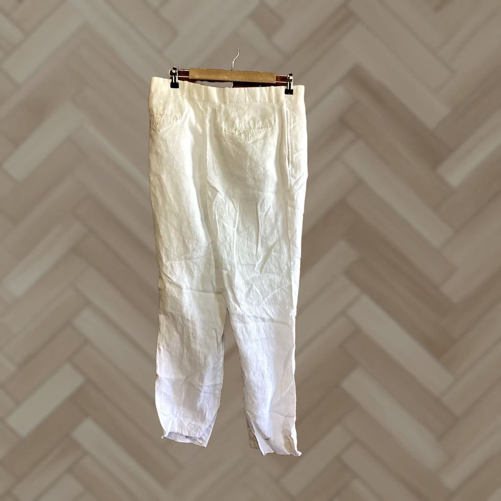 Vintage INC Pants Women's Beige Linen Straight Leg Pants 32 Mid Rise Business Casual Workwear London Style Size 24" / US 00 / IT 34 - 1 Thumbnail