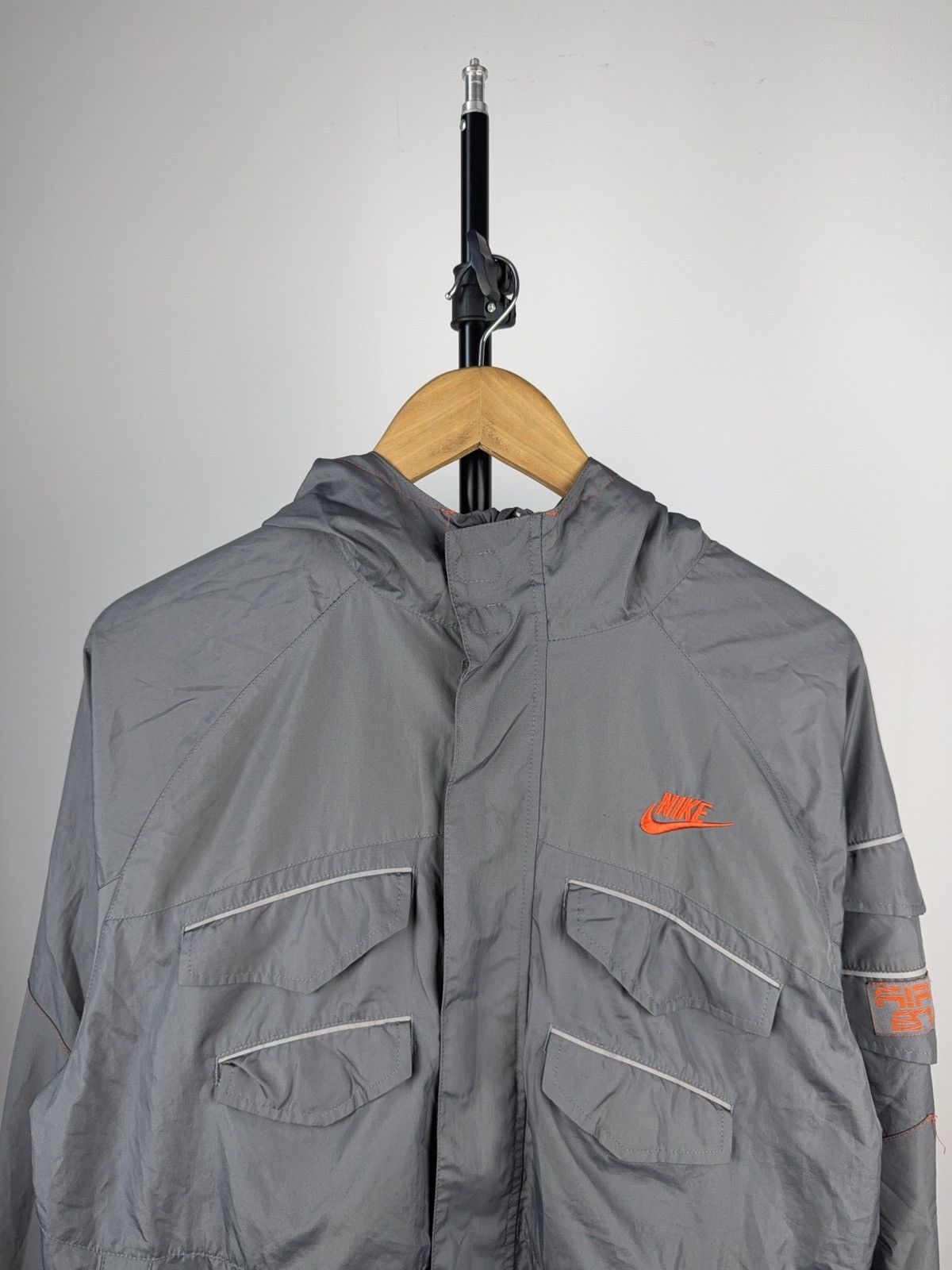 Nike × Vintage 00s Nike Air gray Tactical Jacket Utility Y2K Cyber Style Size US S / EU 44-46 / 1 - 2 Thumbnail