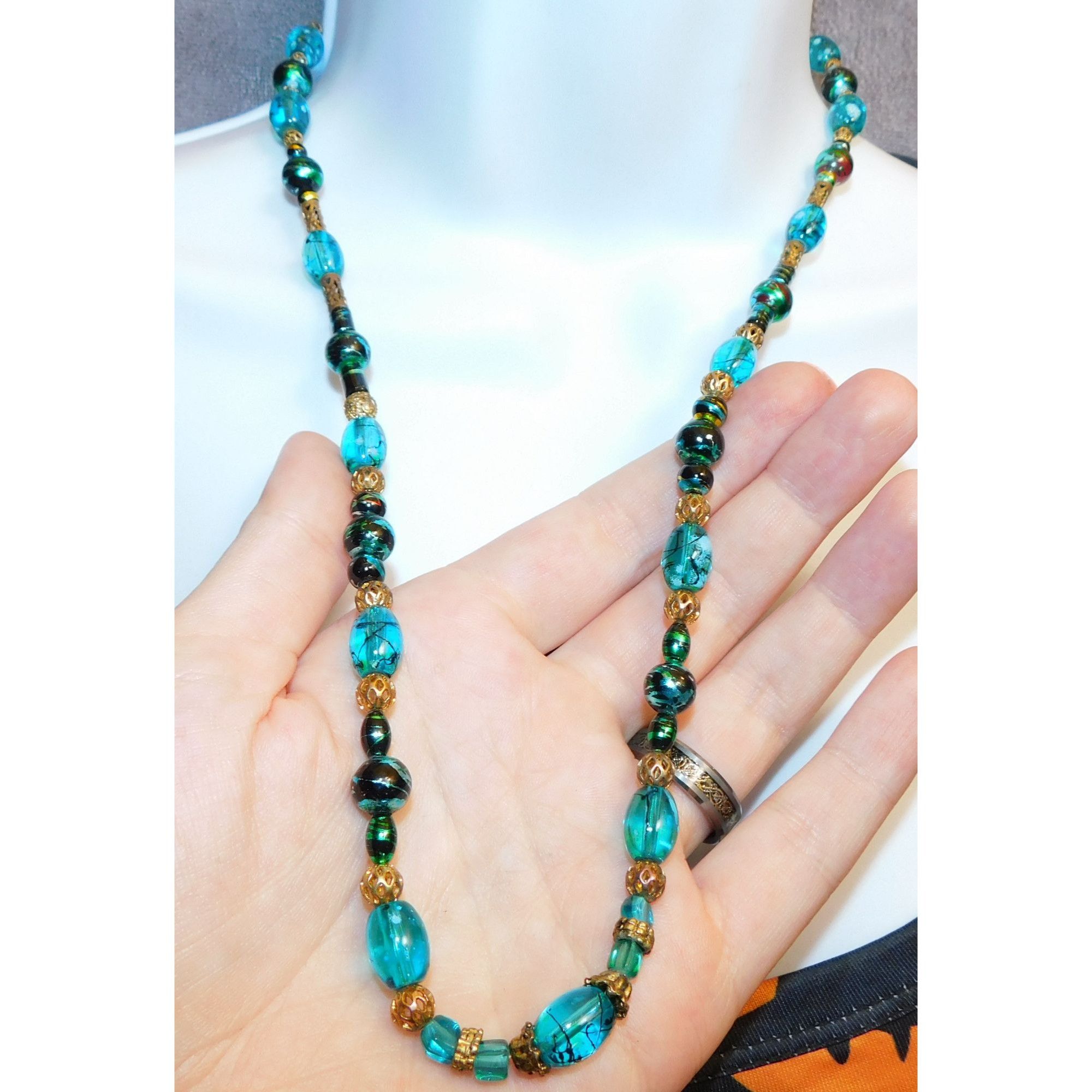 Other Blue And Gold Glass Necklace Size ONE SIZE - 2 Thumbnail