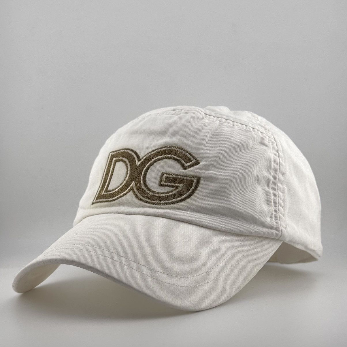 2000s Dolce & Gabbana Vintage White Hat With Golden D&G Y2K