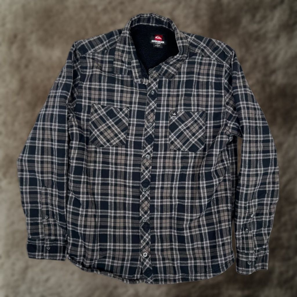 O'Neill O'Neill Jacket Mens Large Gray Plaid Sherpa Lined Flannel Shacket Y2K Bomber Jacket Casual Outdoor) Size US L / EU 52-54 / 3 - 1 Thumbnail