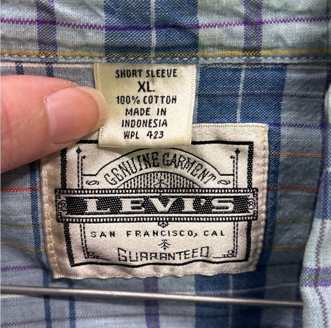 Levi's × Vintage Vintage 90s Levi’s Blue Plaid Button Down Shirt Size XL Size US XL / EU 56 / 4 - 2 Thumbnail
