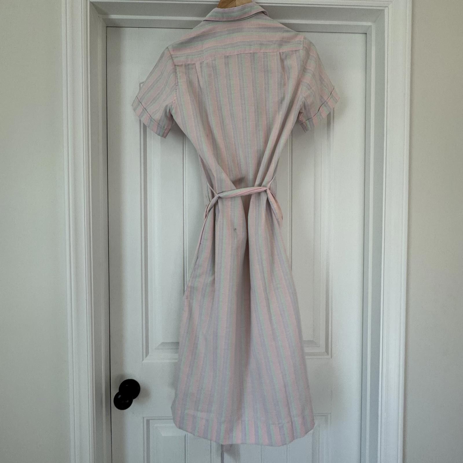 L.L. Bean Vintage 1970’s L.L. Bean Pastel Striped Button-Up Shirt Dres Size ONE SIZE - 6 Thumbnail