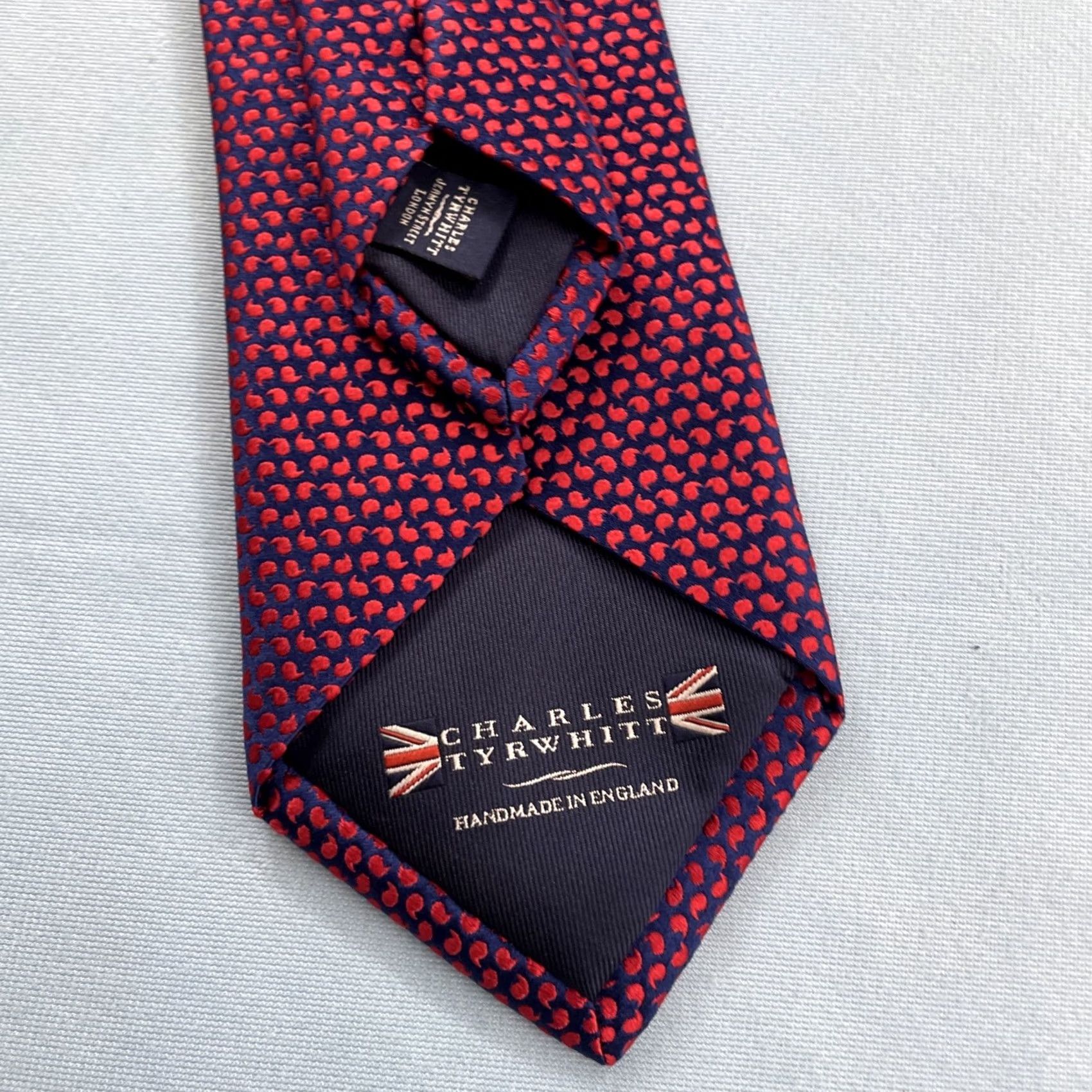 Charles Tyrwhitt VINTAGE? No. Charles Tyrwhitt Silk Tie Red Blue Textured Men Necktie Made England 3.5x60 Size ONE SIZE - 2 Thumbnail
