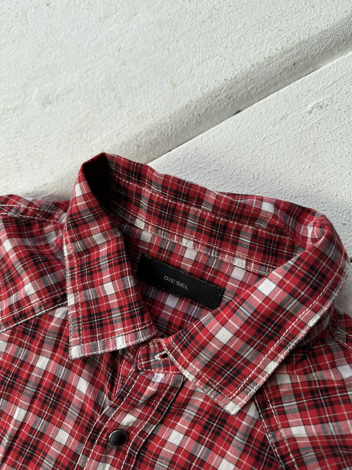 Diesel 🚨VNTG Diesel Avant-garde Shirt very rare RED CHECK BLACK Size US M / EU 48-50 / 2 - 7 Thumbnail