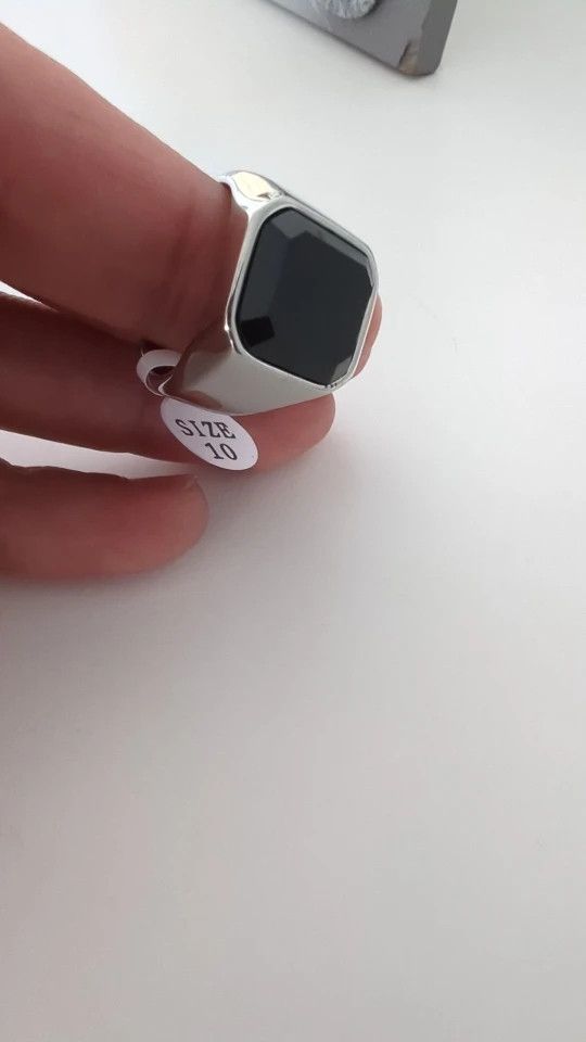 Jewelry Zircon Black Agate Ring Streetwear Jewelry Fashion Gift Size ONE SIZE - 4 Thumbnail