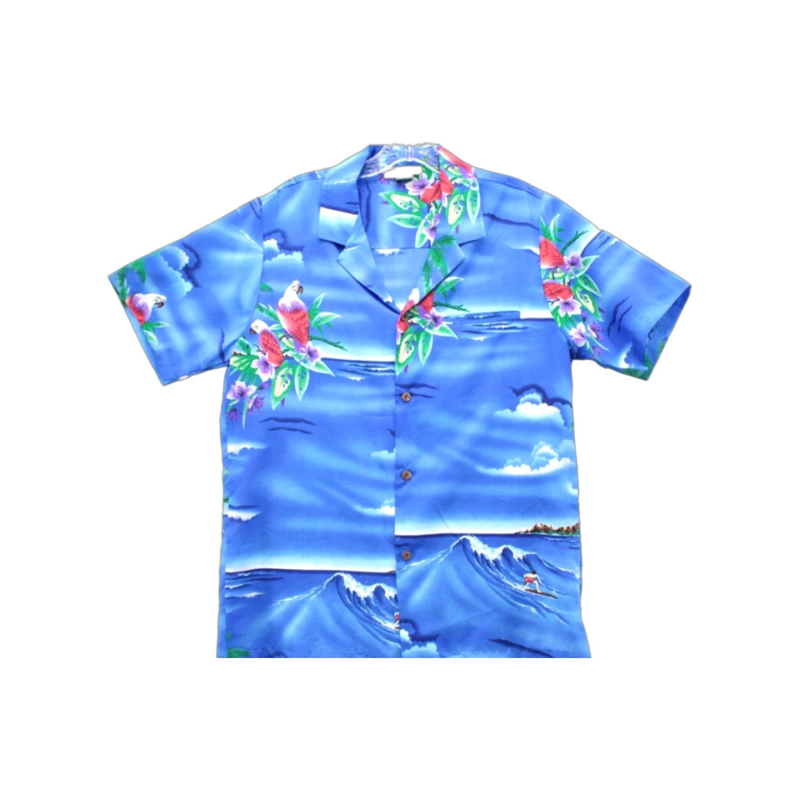 Vintage VINTAGE Hawaiian Shirt Men's Small VTG Casual Wear Parrot Birds Surfing Blue Vacation USA Shirt Size US S / EU 44-46 / 1 - 1 Thumbnail