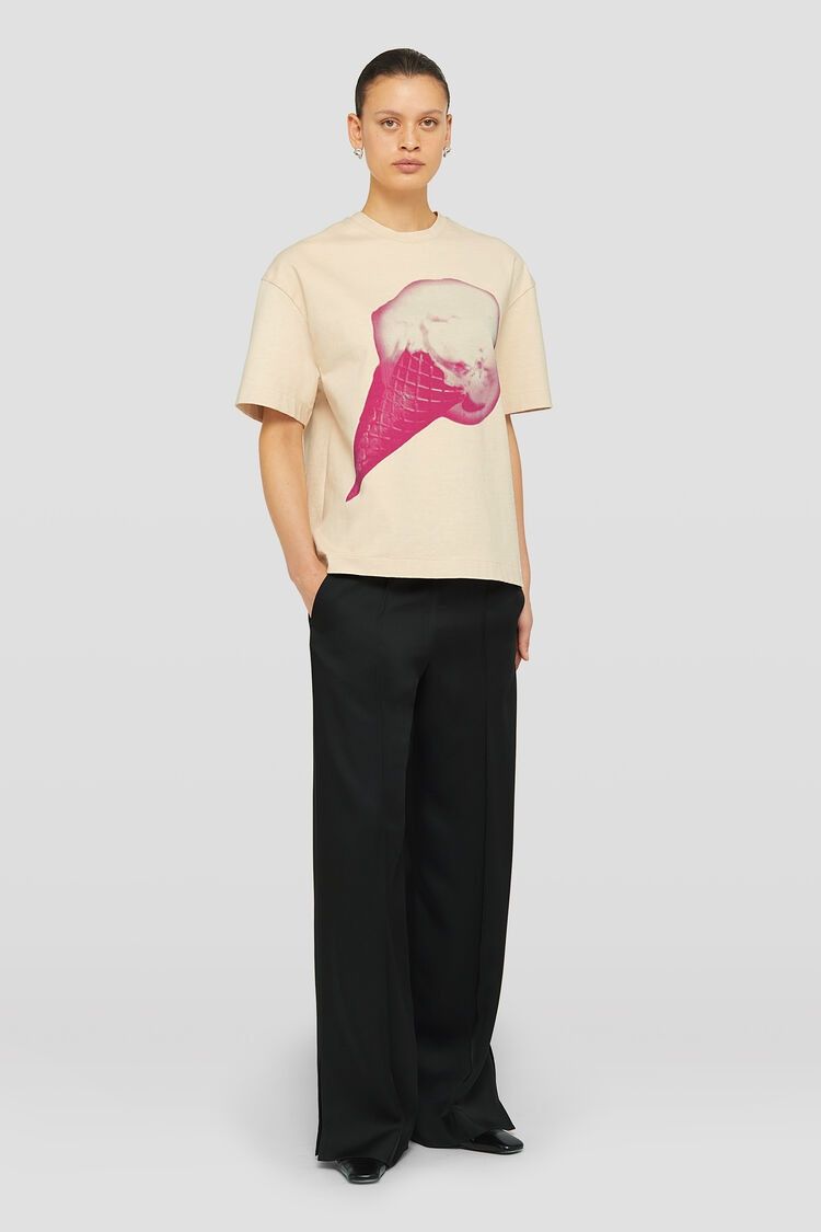 Jil Sander o1w1db10825 Print T-Shirt in Cream Size M / US 6-8 / IT 42-44 - 4 Thumbnail