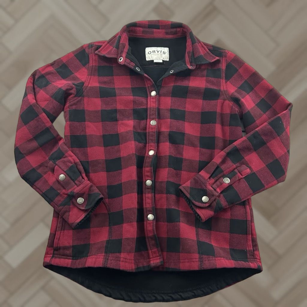 Orvis Orvis Buffalo Plaid Fleece Lined Snap Button Shirt Jacket Women's Small Red Size S / US 4 / IT 40 - 1 Thumbnail