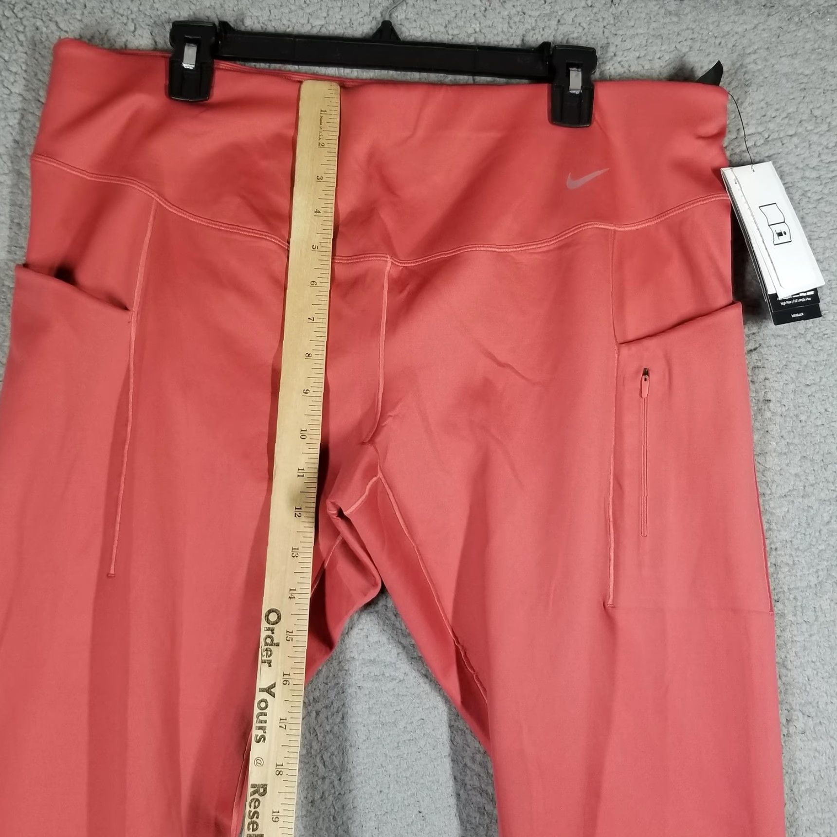Nike Nike Go Dri-FIT Running Leggings Womens 2X Plus Coral Pink Zip Pockets High Rise Activewear 27.5 Inseam Mens? No gender: Women Size 40" / US 18 - 6 Thumbnail