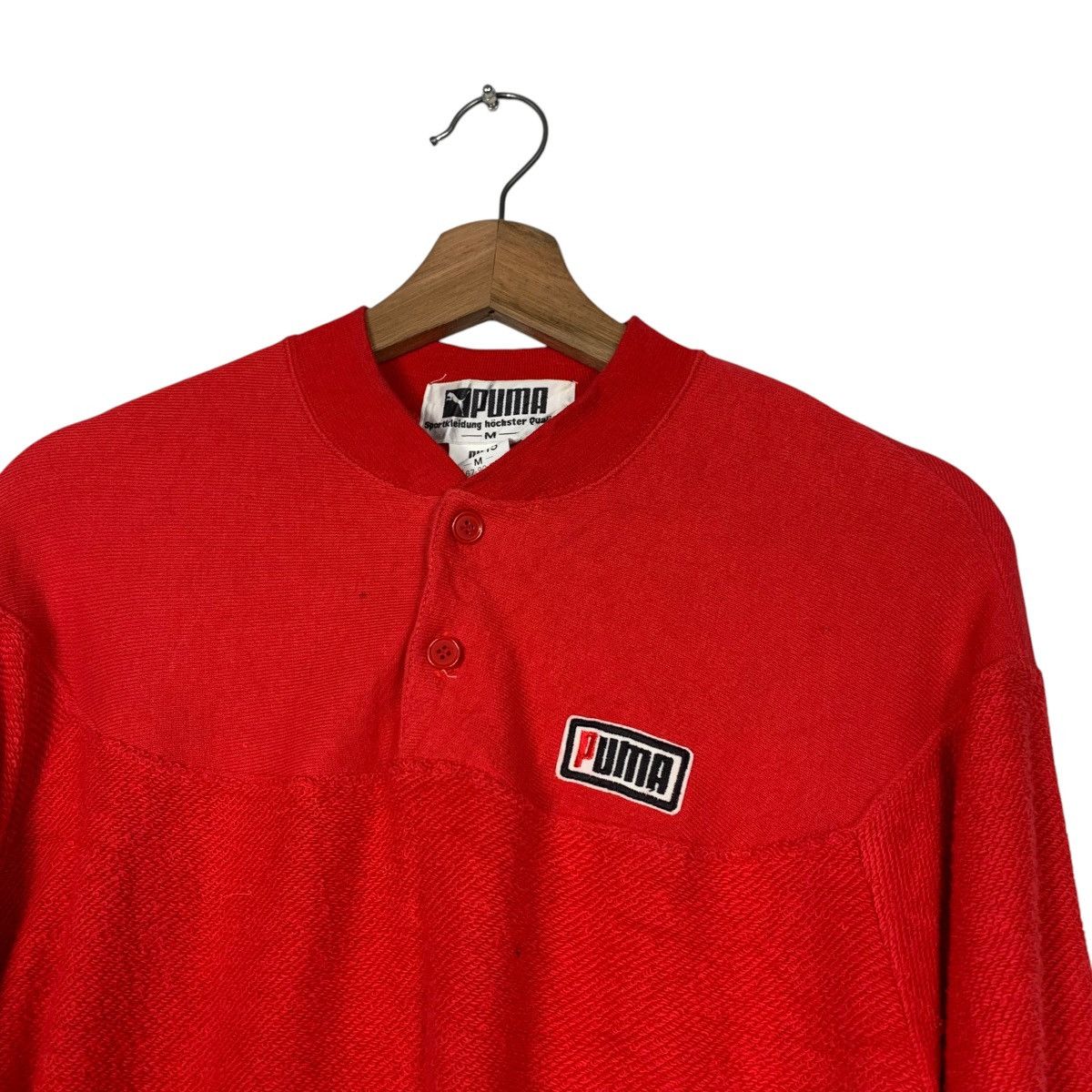 Puma Vintage 90’s PUMA Half Button Red Sweatshirt #2387-C107 Size US M / EU 48-50 / 2 - 10 Thumbnail
