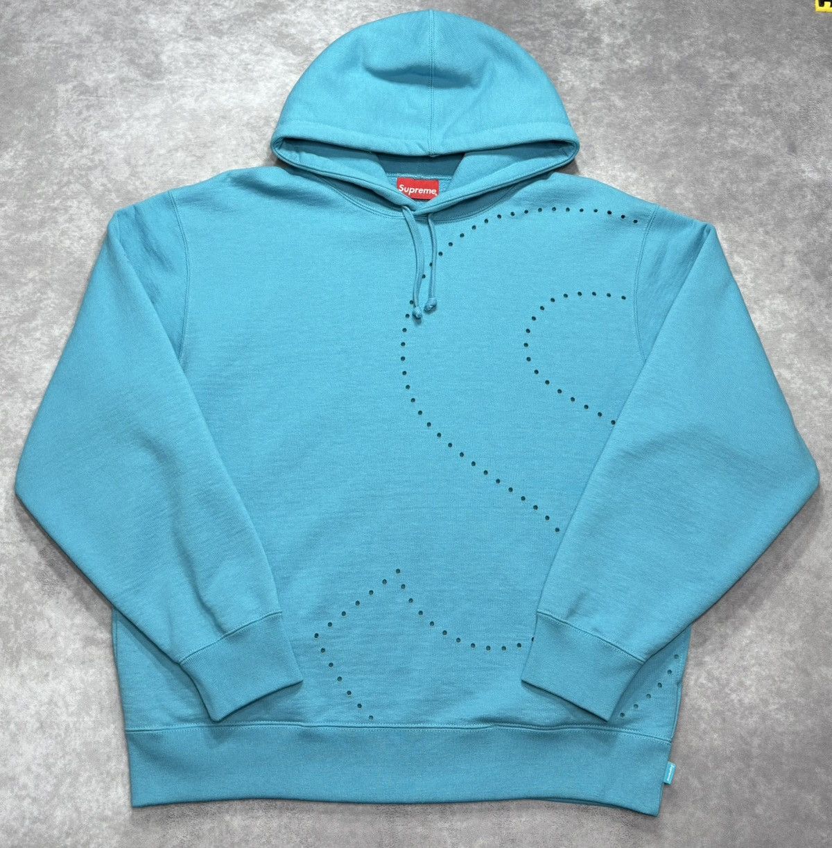 Supreme Supreme Laser Cut S Logo Hooded Sweatshirt (Cyan) Size US M / EU 48-50 / 2 - 1 Thumbnail