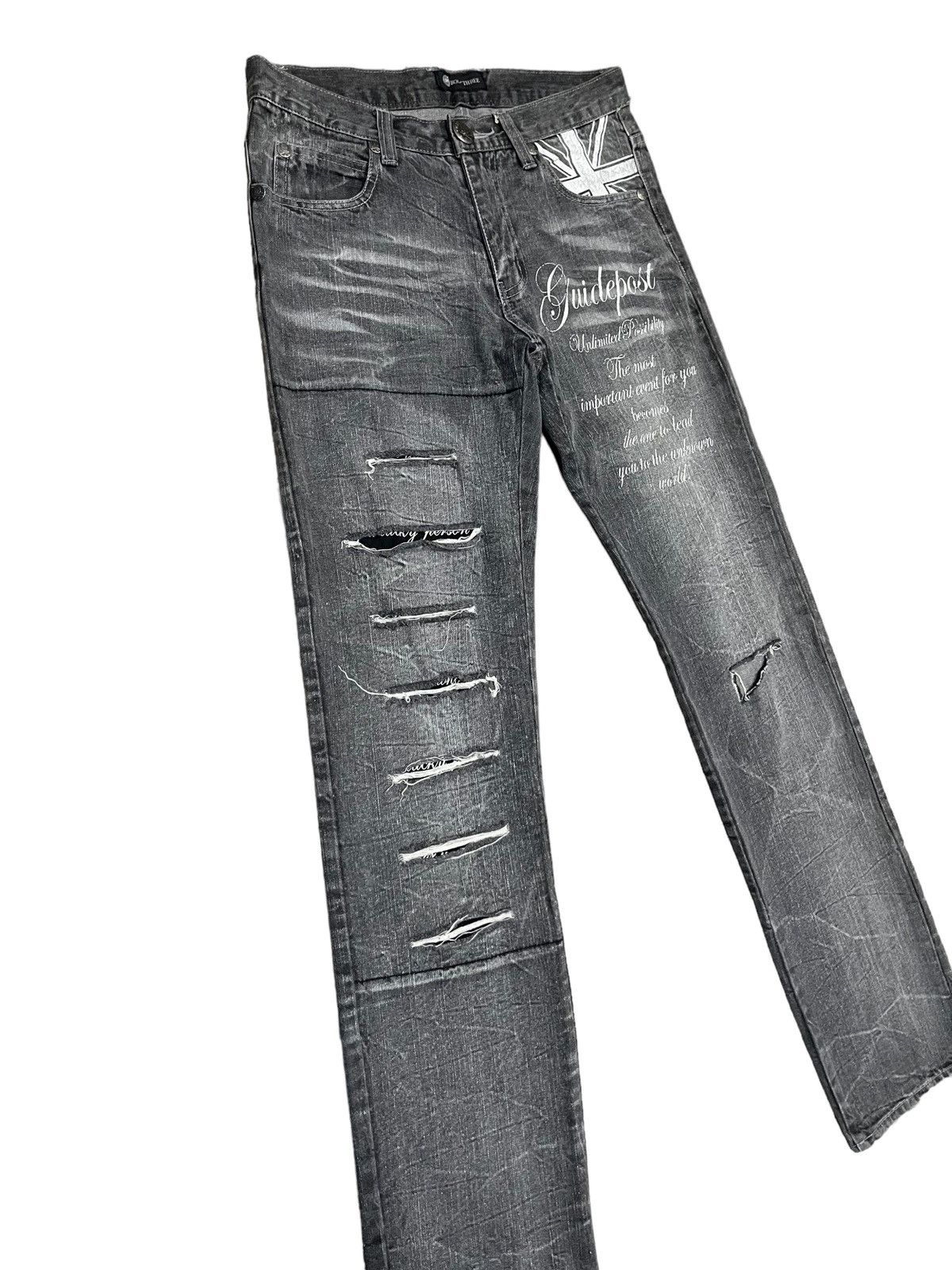 Japanese Brand Vintage Root Three Skull Distressed Jeans ! Rare Design Size US 32 / EU 48 - 5 Thumbnail