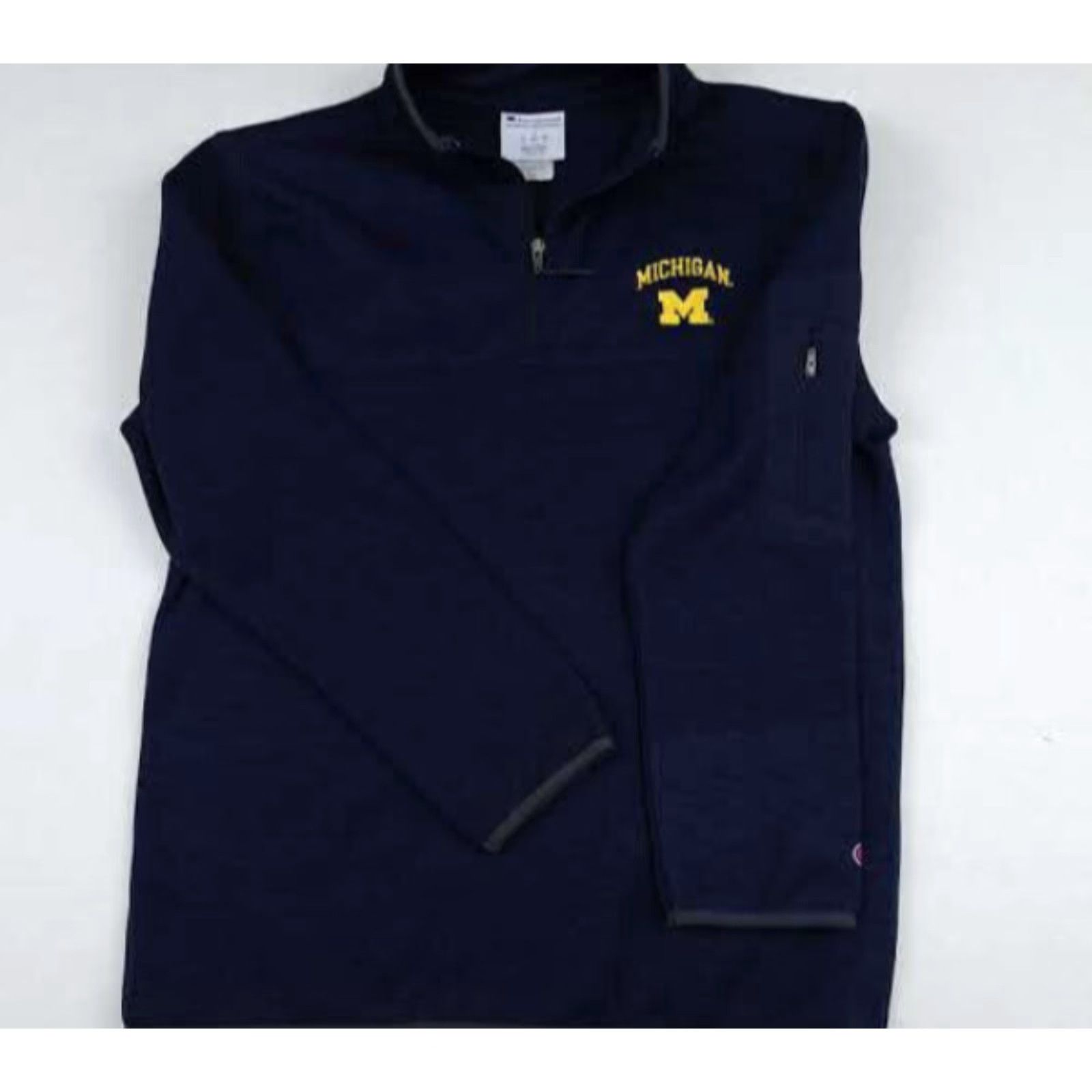 Champion Champion 1/4 Zip Fleece Pullover University Michigan Wolverines Men LG Blue Size US L / EU 52-54 / 3 - 4 Thumbnail