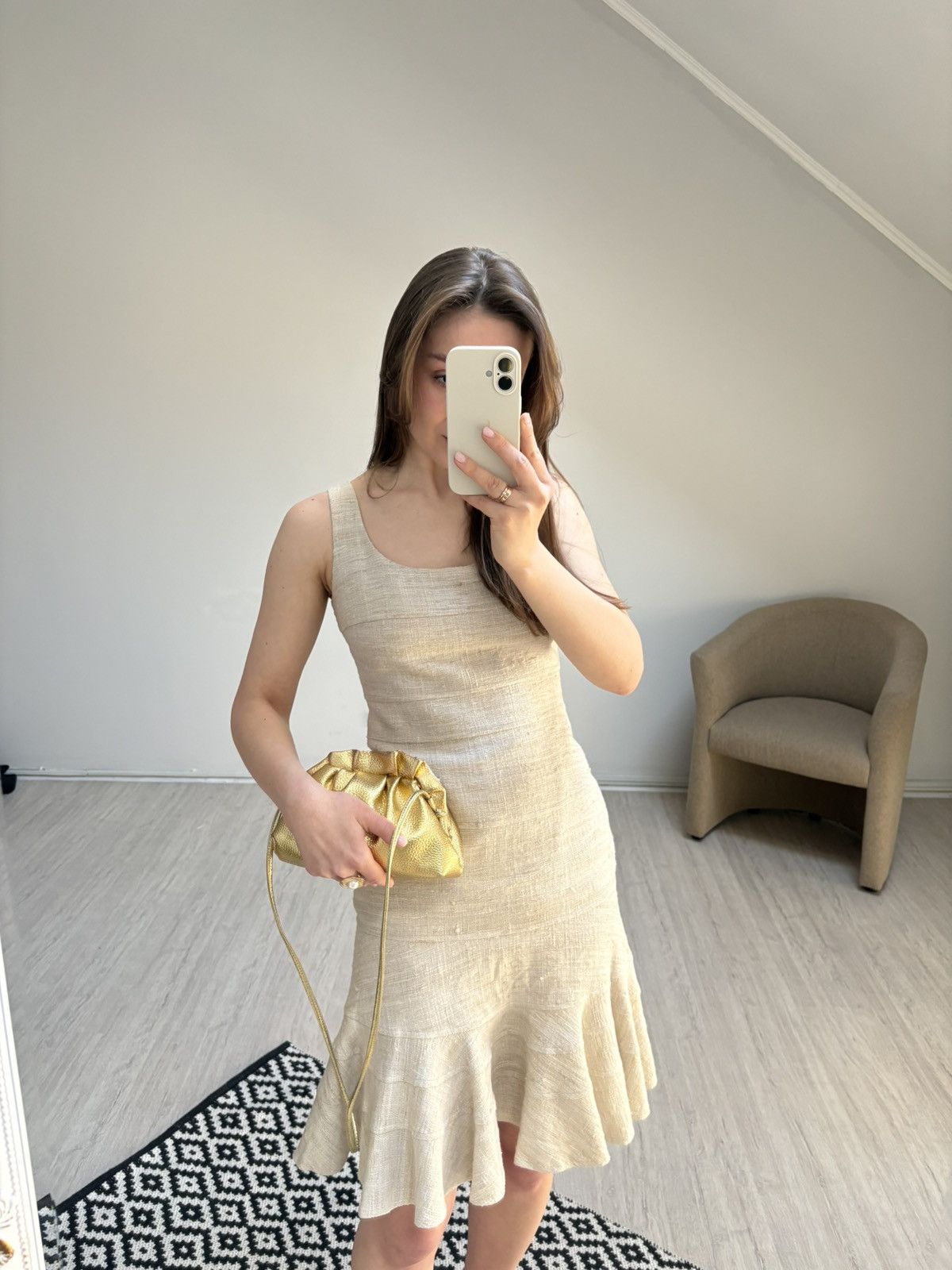 Akris Akris Punto 100% Silk Raw Silk Dress Beige Sleeveless US 4 Size S / US 4 / IT 40 - 6 Thumbnail