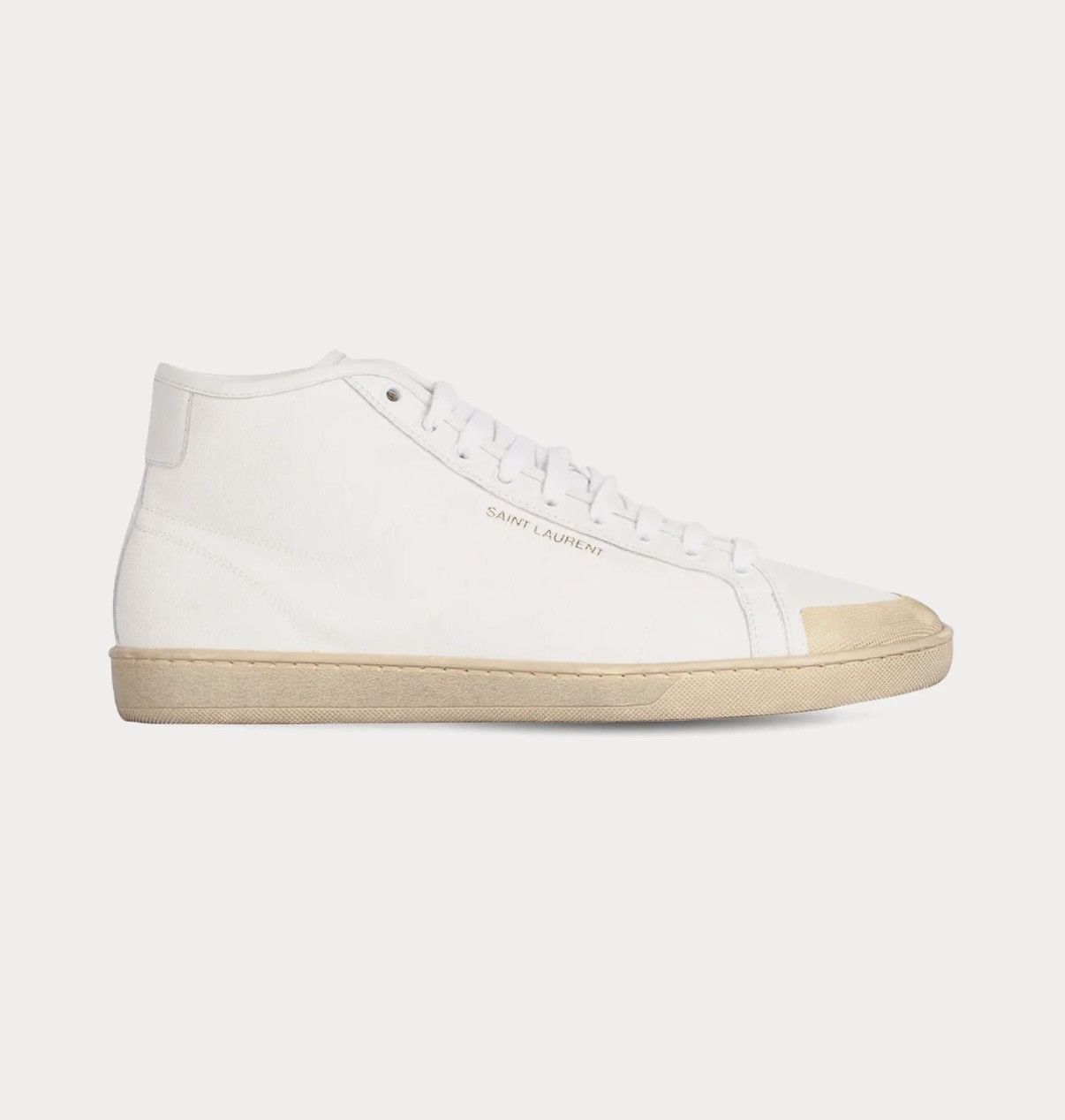 Saint Laurent Paris SL/39 Court Classic Leather White High Top Sneakers Size 39 Size US 6 / EU 39 - 1 Thumbnail