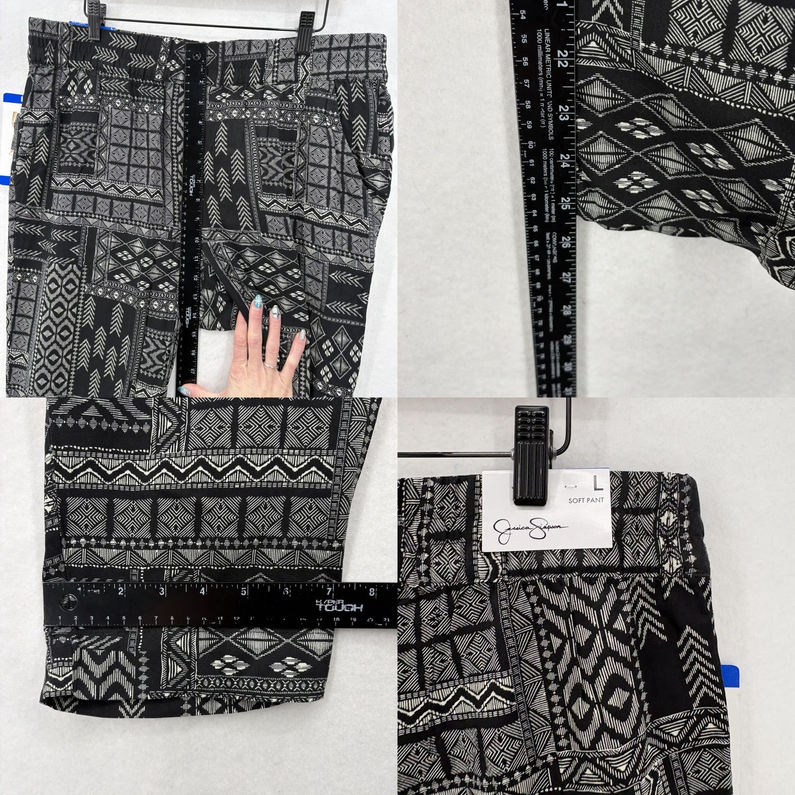 Jessica Simpson Jessica Simpson Pants Womens Large Black Tribal Geometric Pull On Ankle NWT Size 36" / US 14 / IT 50 - 9 Thumbnail