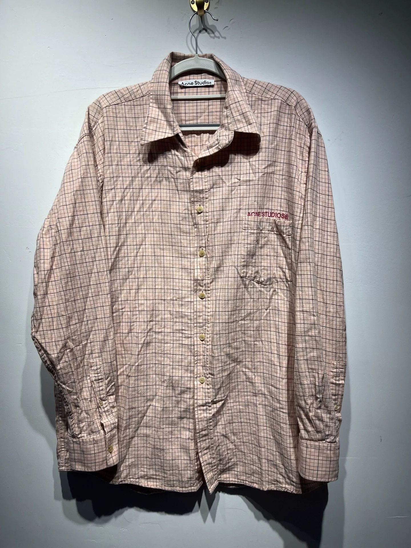 Acne Studios Acne Studios Embroidered Plaid Pink Shirt 48 Men Size US XL / EU 56 / 4 - 1 Thumbnail
