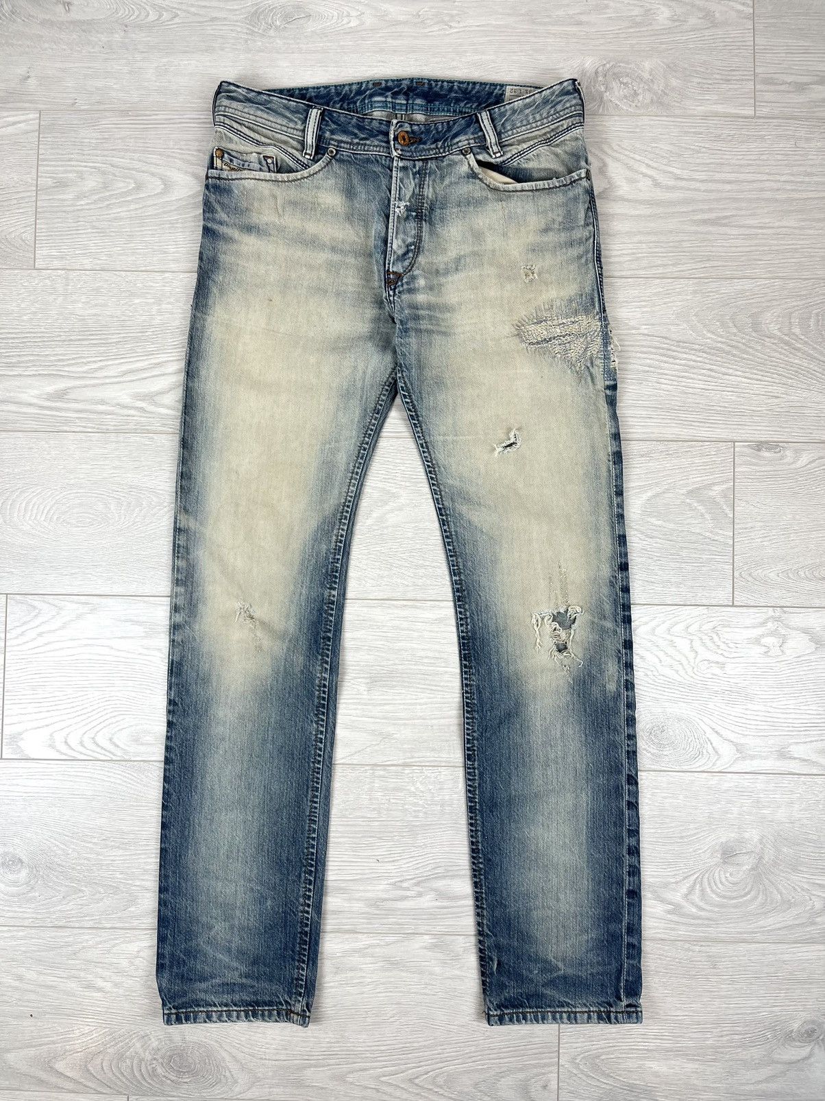 Diesel Italy Iakob Distressed Washed Denim Pants Jeans