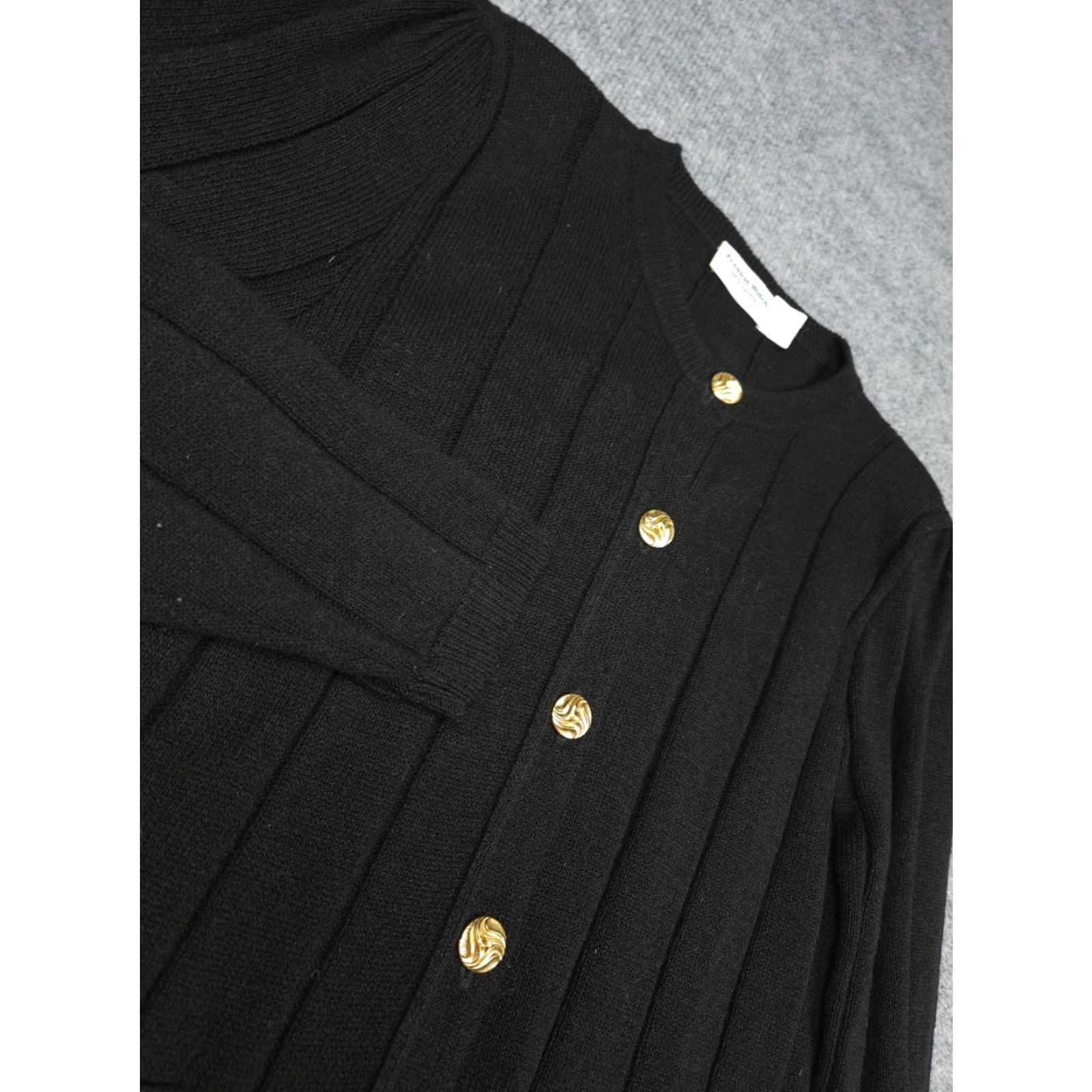 Vintage VINTAGE Frankie Welch Jacket Women Cardigan Black 8 Buttons WOW Overcoat Wool/Acrylic Blend Buttoned Size M / US 6-8 / IT 42-44 - 3 Thumbnail