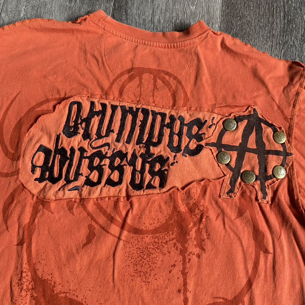 Affliction Vintage 2000s Blac Label State of Anarchy Cross Logo T Shirt Size US L / EU 52-54 / 3 - 5 Thumbnail