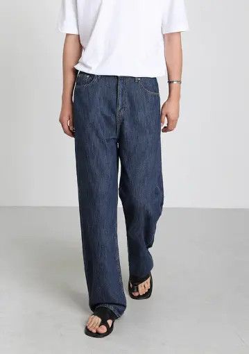 Japanese Brand Dark blue vintage men's loose straight casual jeans Size US 32 / EU 48 - 2 Thumbnail