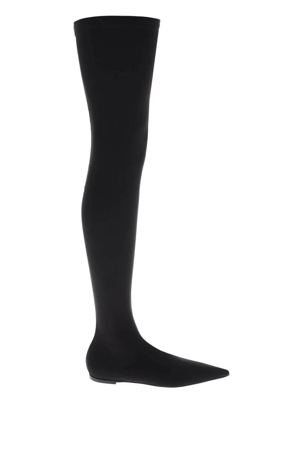 image of Dolce Gabbana O1S22I1N0424 Stretch Jersey Thigh Hi Boots In Black, Women's (Size 9)