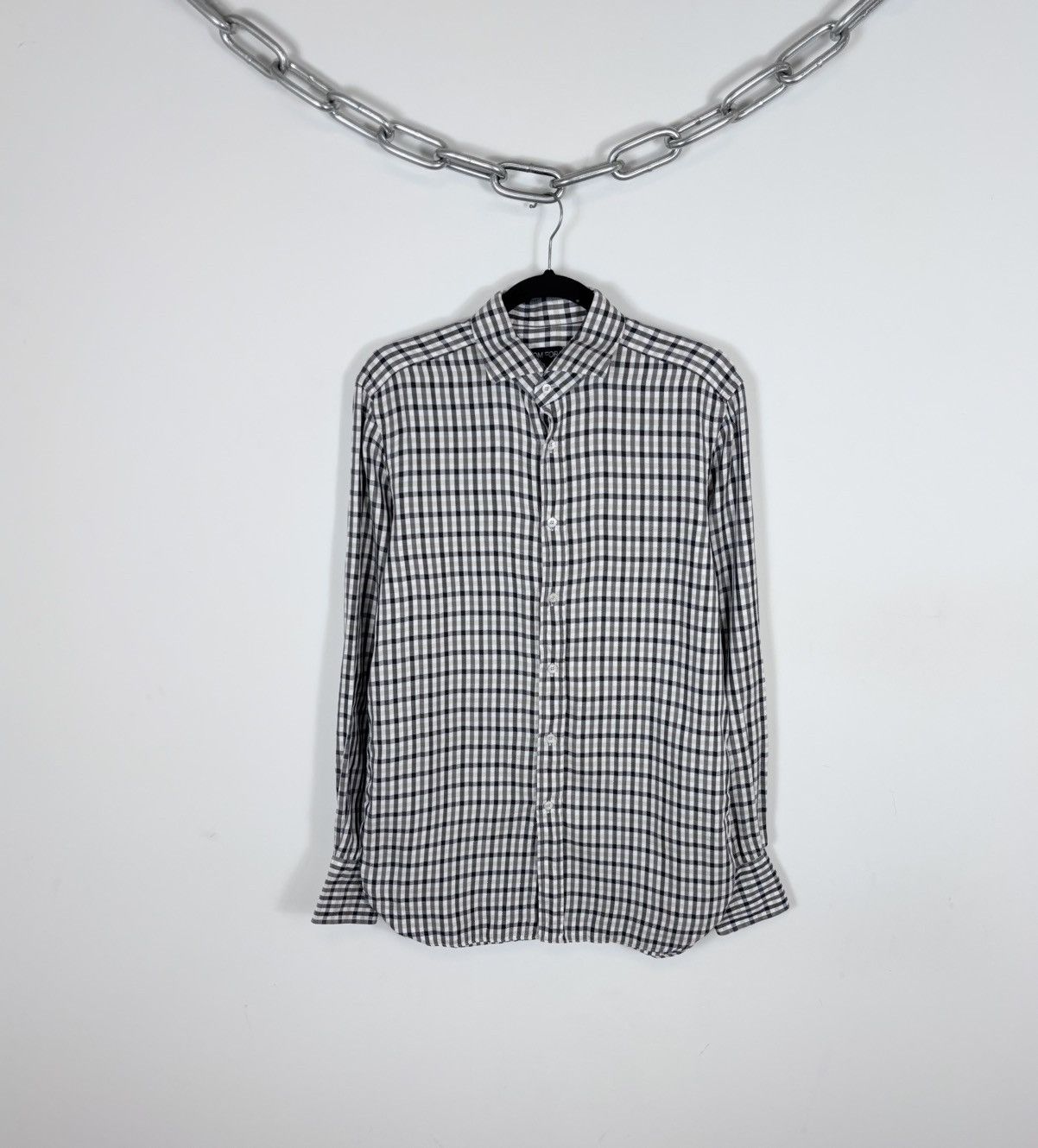 Tom Ford Tom Ford Men’s Gingham Check Dress Shirt Long Sleeve Size US M / EU 48-50 / 2 - 1 Thumbnail