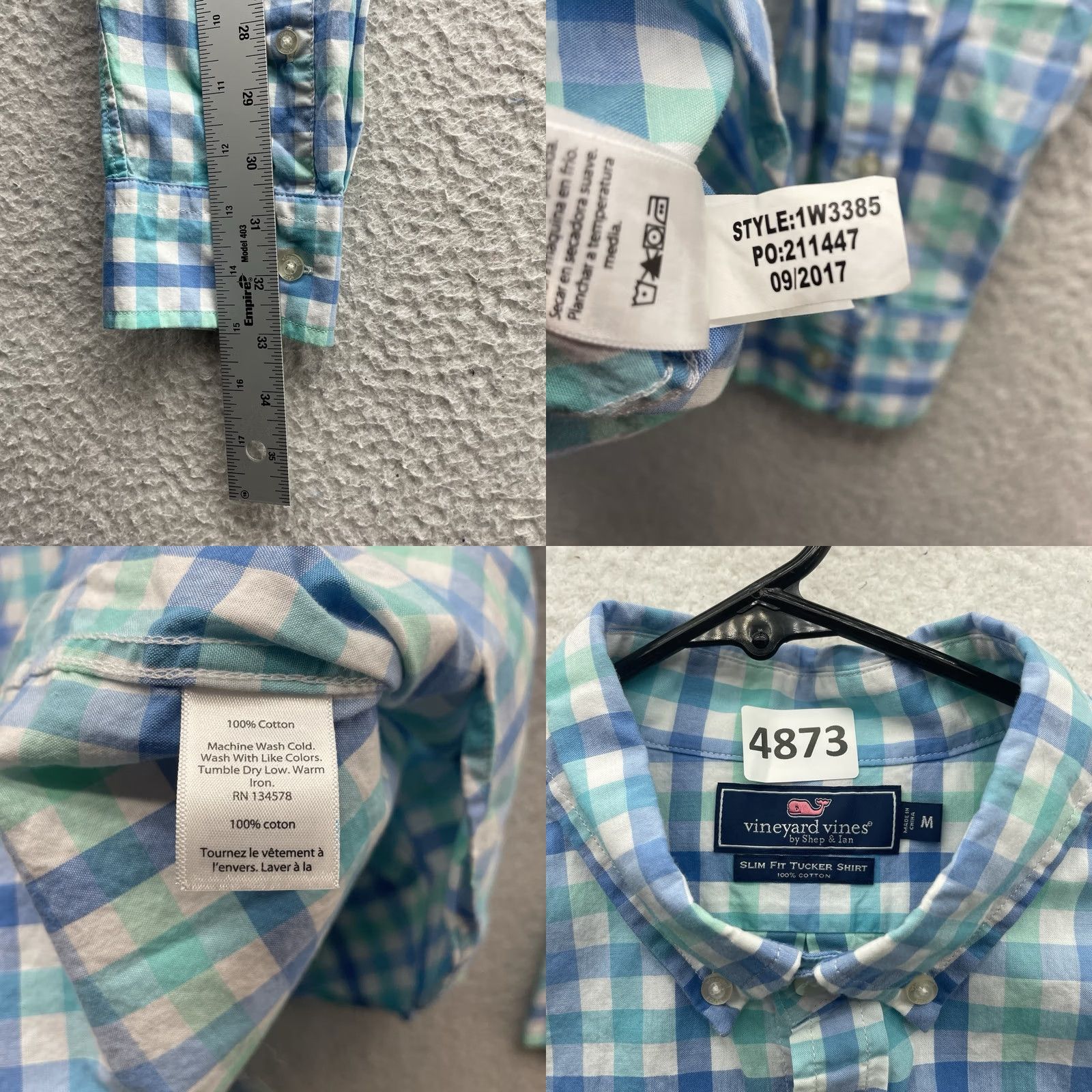 Vineyard Vines Vineyard Vines Tucker Shirt Mens M Slim Fit Plaid Green Blue Check Button-Up Shirt Size US M / EU 48-50 / 2 - 8 Thumbnail