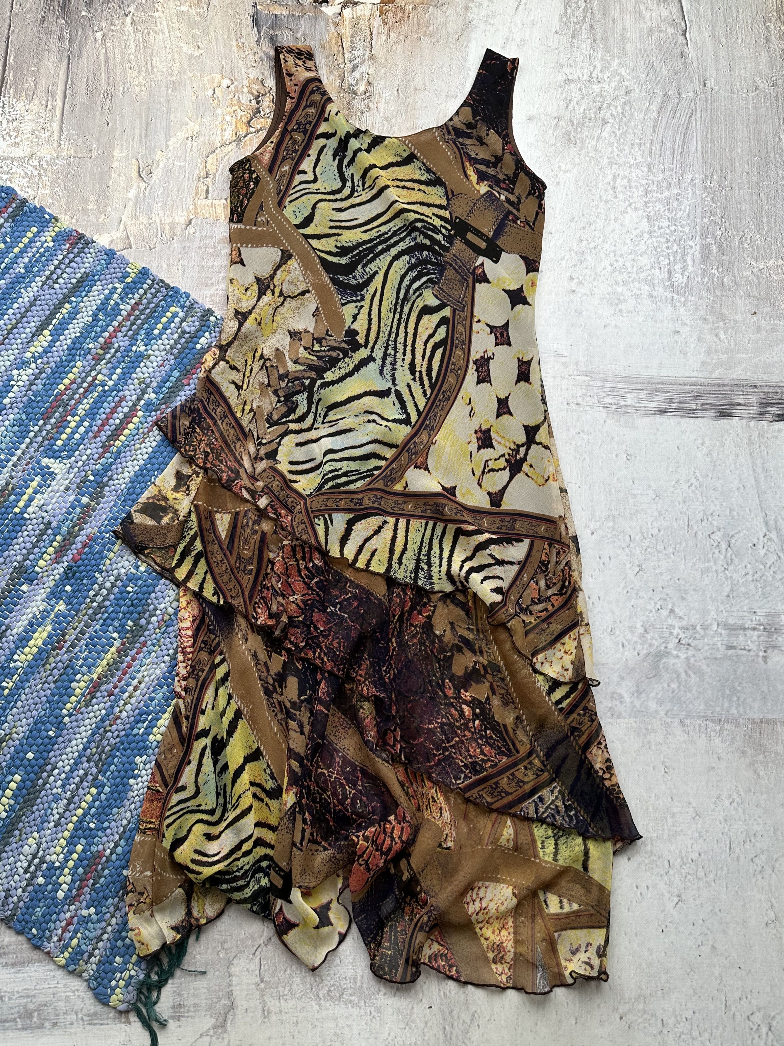 Japanese Brand Vintage Asymmetry Printed Dress A270(60) Size XS / US 0-2 / IT 36-38 - 5 Thumbnail